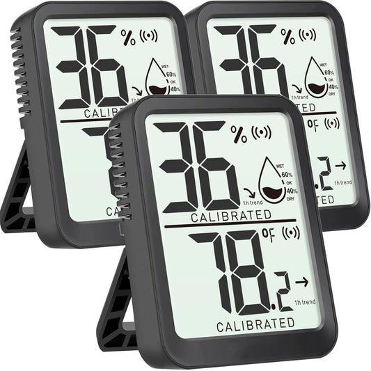 3 Pack Room Thermometer Indoor Hygrometer for Home, Digital Sensor Mini Humidity Gauge Meter, Temperature Humidity Monitor for Bedroom, Pet, Plant - Battery Included