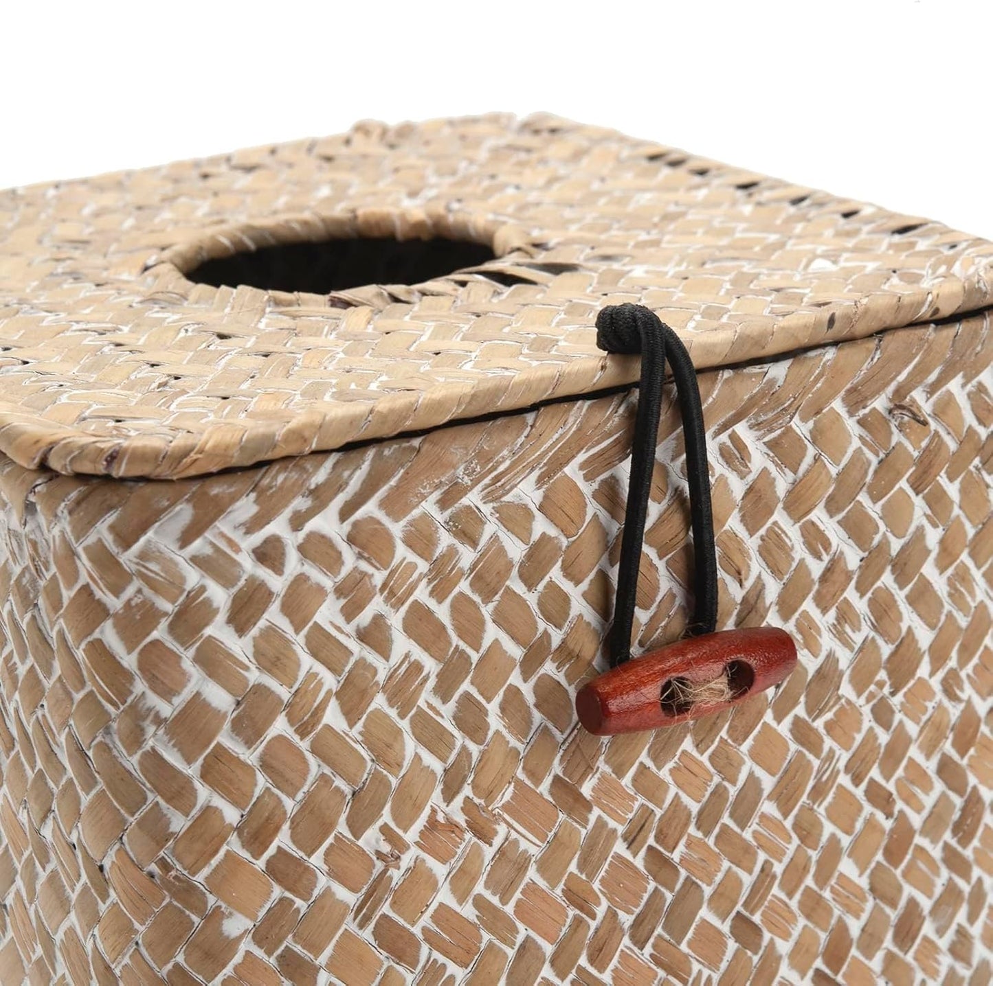 Seagrass Square Tissue Box Cover Woven Napkin Holder Decorative for Bathroom Farmhouse (Whitewash, 5.5 X 5.5 X 5.5 Inch)
