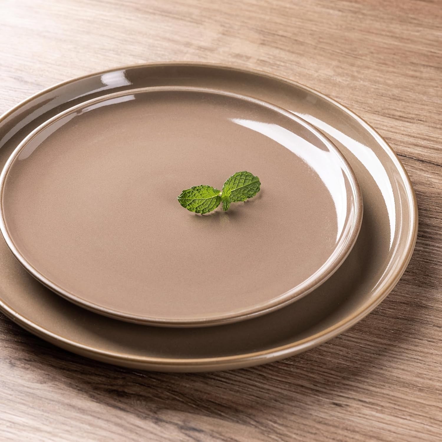 Ceramic Dinnerware Set for Four - 12-Piece Stoneware Plate and Bowl Collection with Reactive Glaze, Scratch Resistant, Dishwasher and Microwave Safe