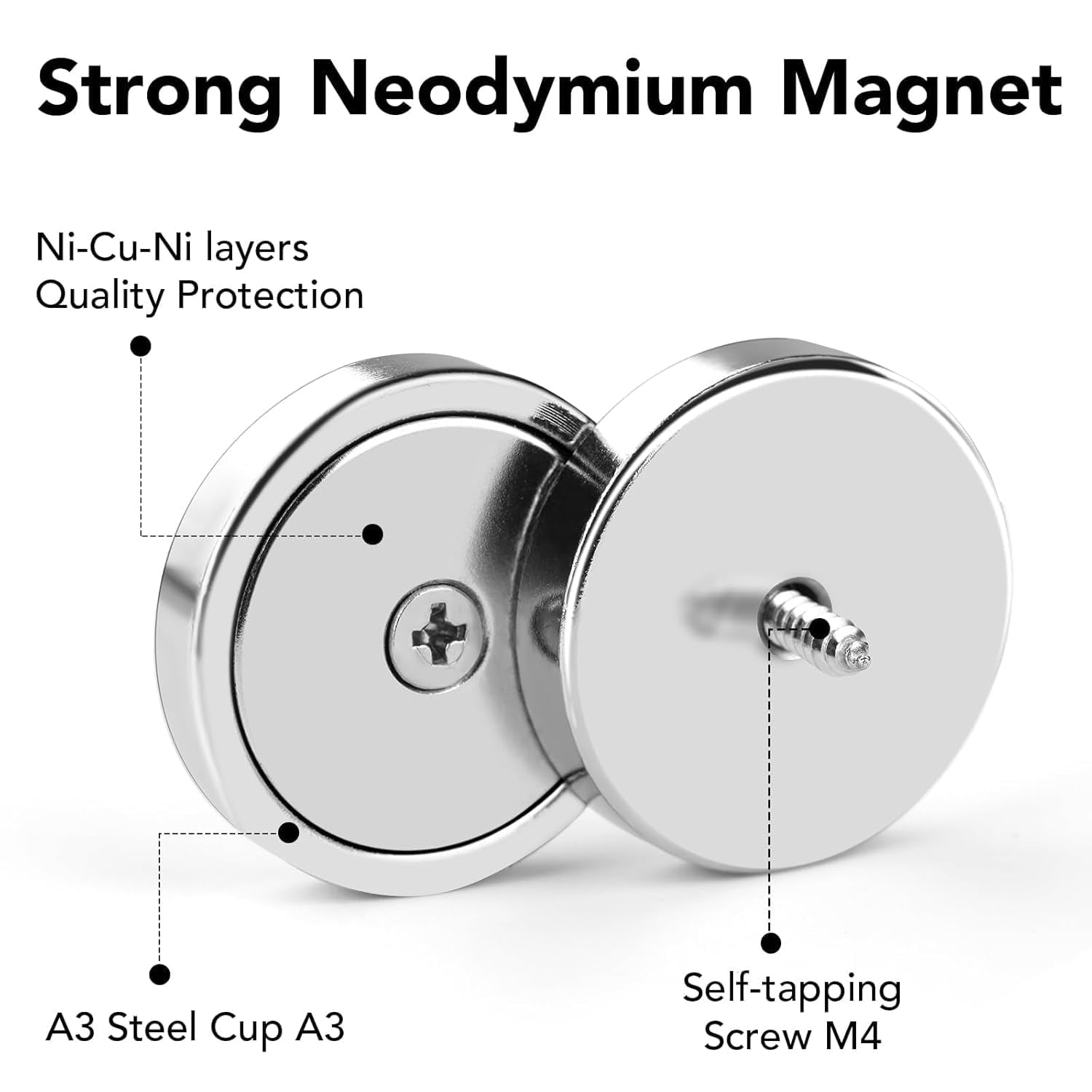 20LBS Neodymium Magnets, 6Pack Rare Earth Magnets with Matching Screws, for Kitchen Doors, Tool Room, Lifting - 0.63X0.19Inch