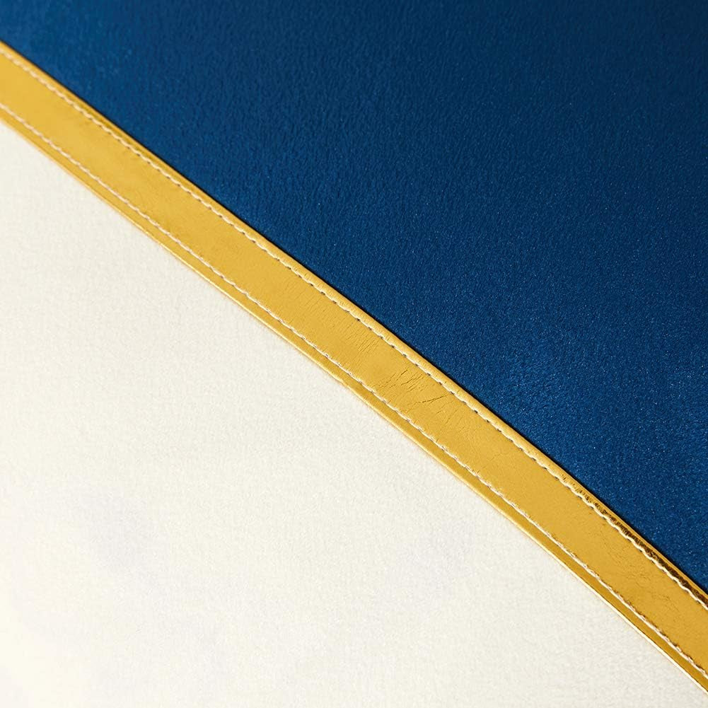 4 Packs Blue Decorative Throw Pillow Covers 16X16 Inch for Living Room Couch Bed, Royal Blue and White Velvet Patchwork with Gold Leather, Luxury Home Decor Square Cushion Case 40X40 Cm