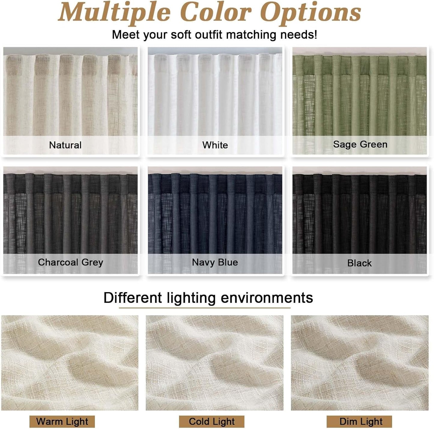 Natural Linen Curtains for Bedroom Living Room 63 Inch Length 2 Panels Set, Thick Textured Burlap Linen Blend Light Filtering Boho Farmhouse Dining Room Curtains, Natural, Each 42" W X 63" L