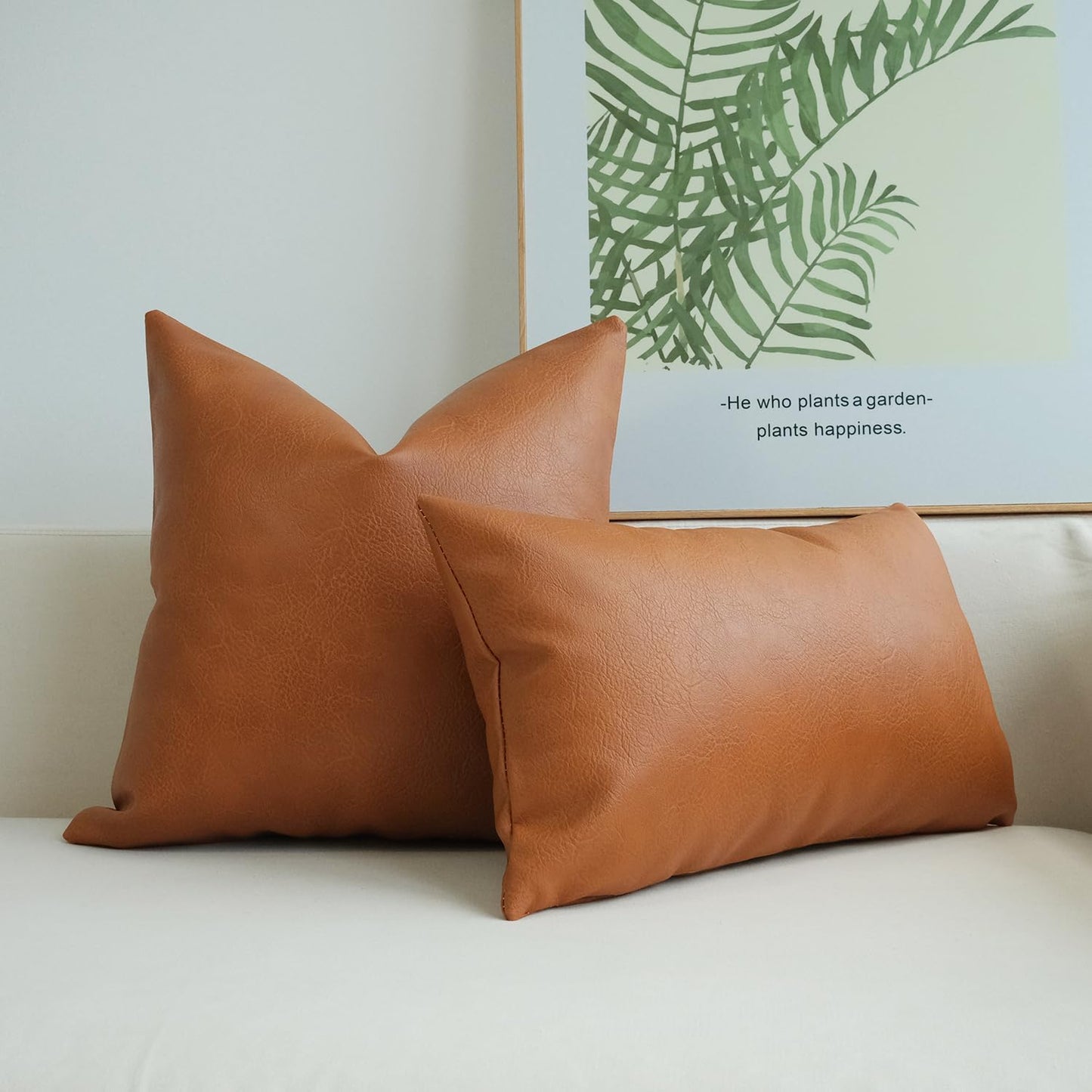 Modern Leather Throw Pillow Cover for Couch Sofa Bed 12 X 20 Inch 100% Faux Leather
