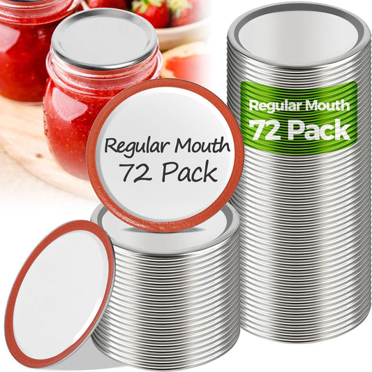 72 Pcs Mason Jar Lids Regular Mouth, Canning Lids with Silicone Seal for Pickling, Fermenting, Jam Making, Food Storage, Canning Supplies, Fit for 2.75 Inches Regular Mouth Mason Jars