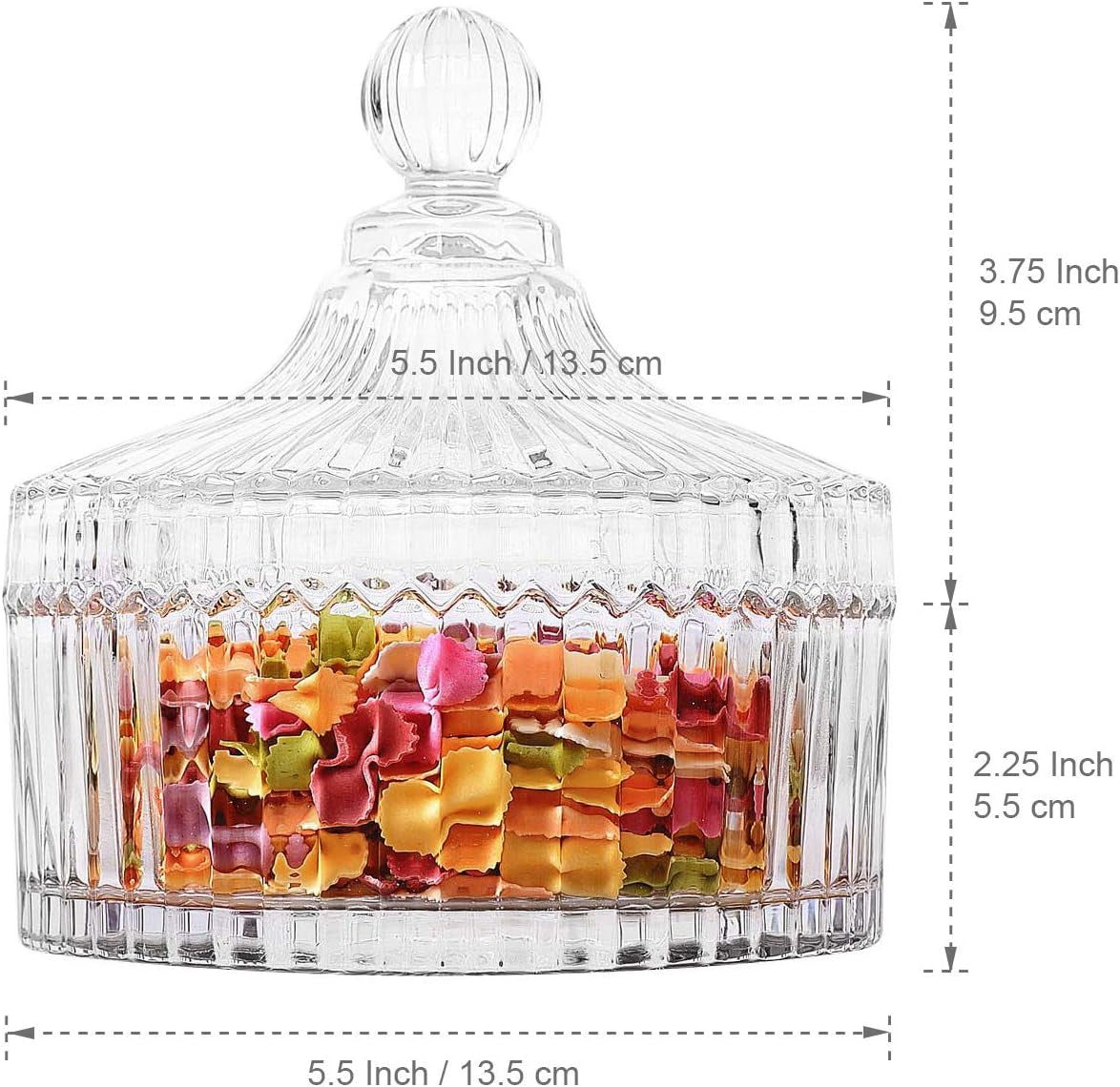 Glass Candy Dish with Lid, 14OZ Candy Jars with Lid for Office Desk, Covered Candy Dish for Office Desk, Decorative Cute Glass Jar, Jewelry Box for Wedding Party Buffet Decor, Christmas Gift