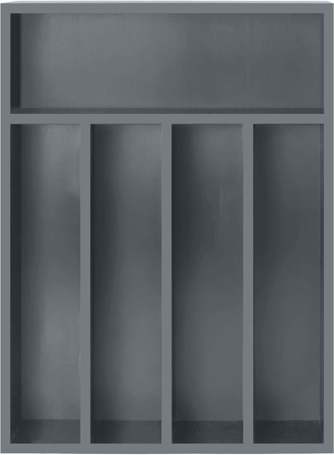 Silverware Organizer, Bamboo Utensil Drawer Organizer for Cutlery, Utensils & Flatware (5 Compartment, Grey) Pack of 1