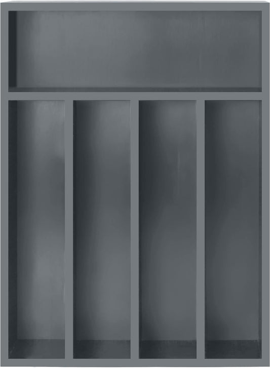 Silverware Organizer, Bamboo Utensil Drawer Organizer for Cutlery, Utensils & Flatware (5 Compartment, Grey) Pack of 1