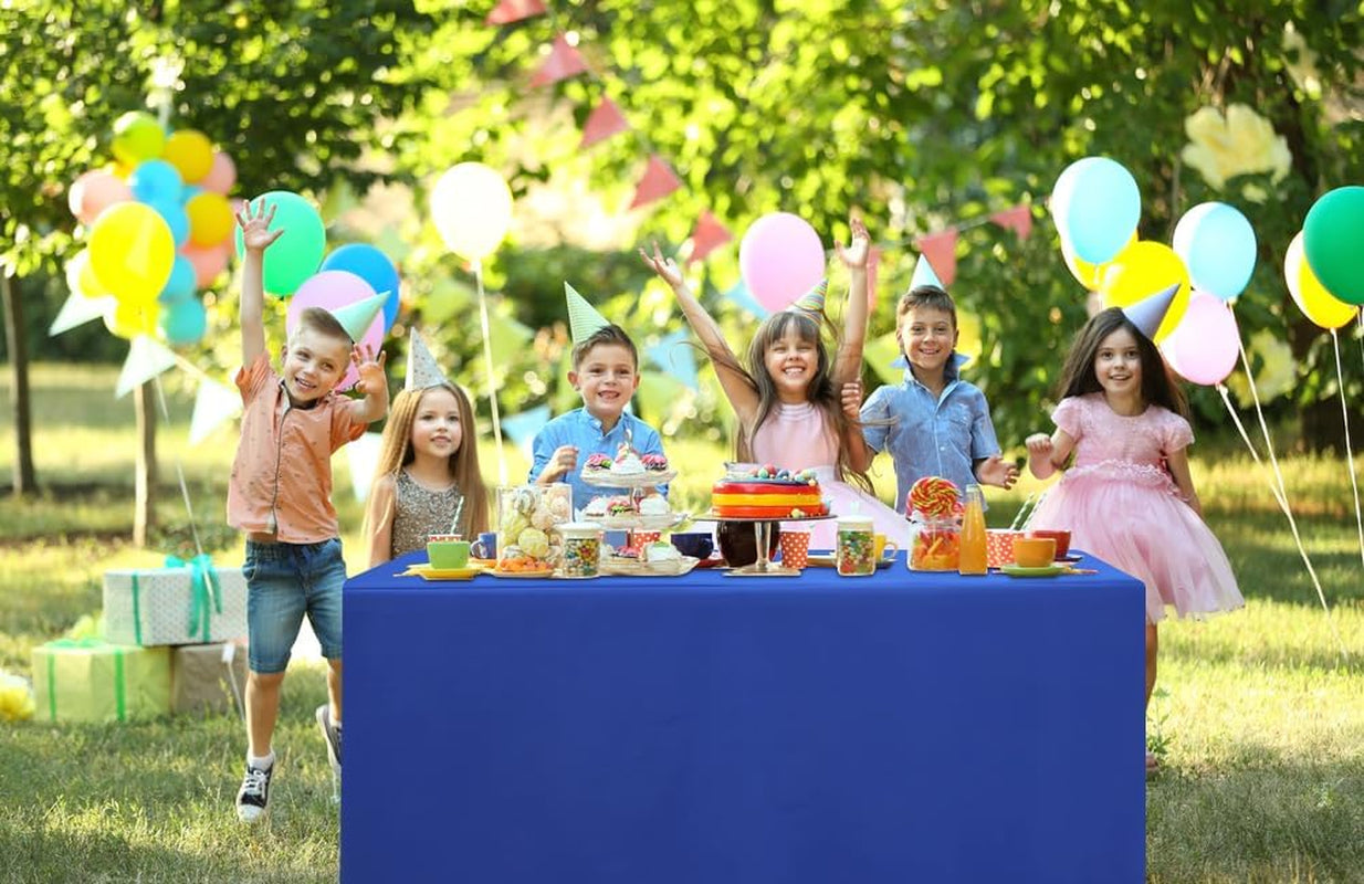 2 Packs Rectangle Fitted Tablecloth, 6 Foot Washable Fabric Table Cloth, Waterproof Polyester Table Cover for Party, Trade Show, Outdoor and Indoor (Blue, 30" X 72")