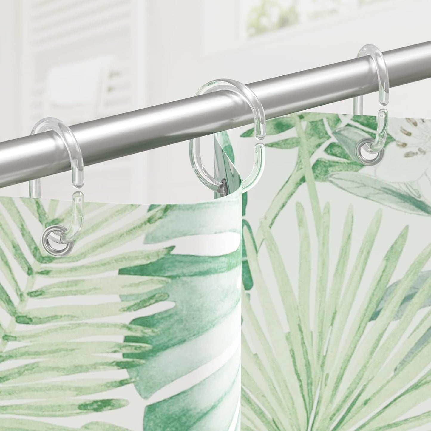 Plastic Shower Curtain Rings, Shower Curtain Hooks, 24 Pcs C Shaped Shower Hooks for Shower Curtain, Clear Shower Curtain Hooks for Bathroom