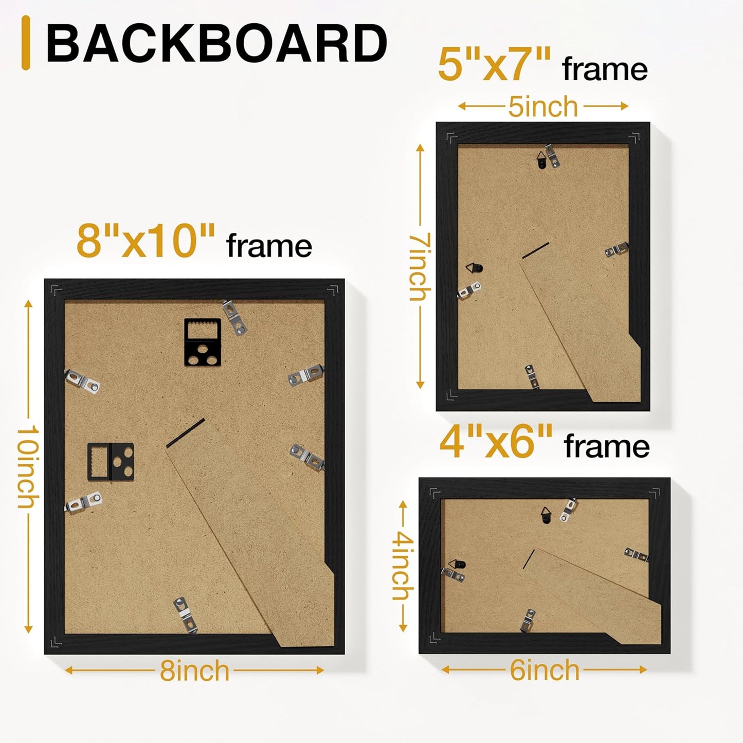 10 Pack Picture Frames Collage Wall Decor, Gallery Wall Frame Set for Wall or Tabletop Display, Engineered Wood and Shatter-Resistant Plexiglass, Multi Sizes with 8X10, 5X7, 4X6 Frames, Black