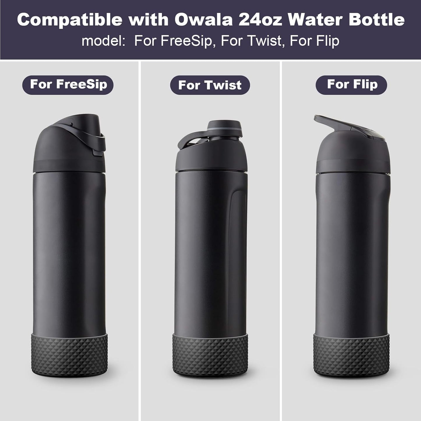 Silicone Boot for Owala Water Bottle 24 Oz 32 Oz 40 Oz, Anti-Slip Protective Sleeve for Freesip/Twist/Flip Stainless Steel Water Bottles Accessories