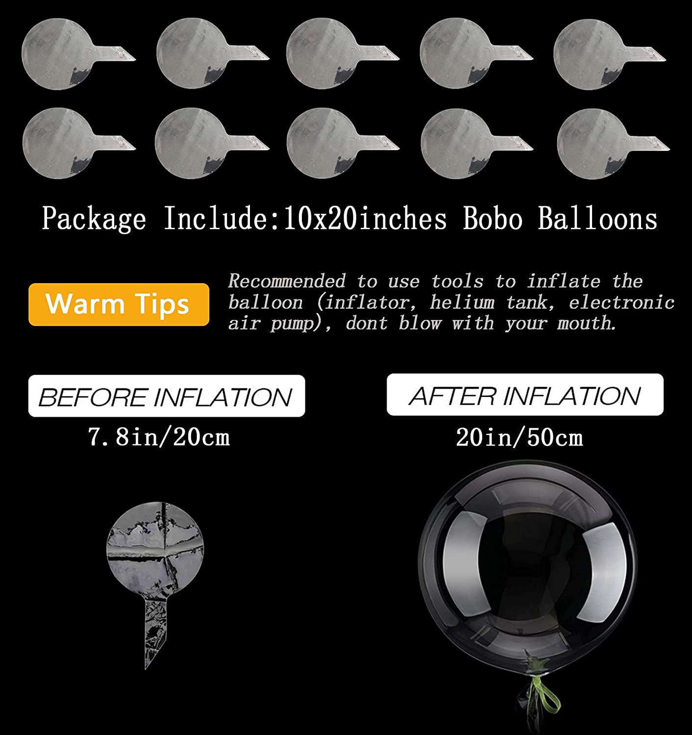 20 Inch Bobo Balloons Bubble Balloons, 10 Pcs Clear Bobo Balloon, Large Transparent Bubble Balloon for Christmas Wedding Birthday Party Decoration