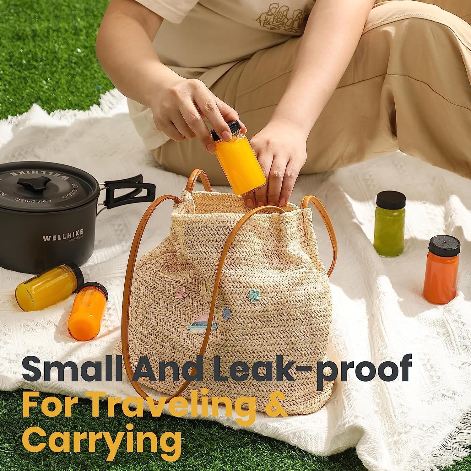 9 Pack, 2 Oz Glass Shot Bottles W/ Black Lids & 9 Labels - Small Clear Jar for Ginger, Wellness Shot, Juice, Sample, Whiskey - Travel Essentials Mini Bottles - Wide Mouth, Leakproof, Dishwasher Safe