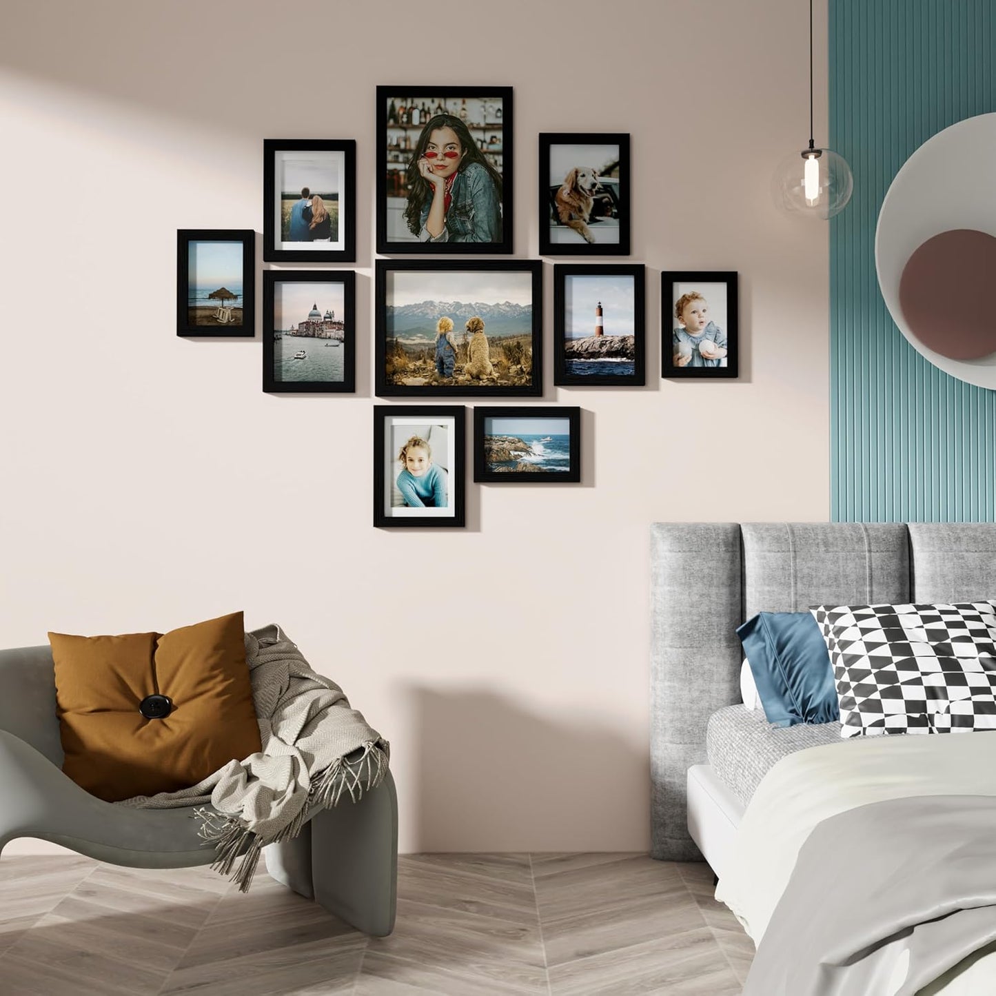 10 Pack Picture Frames Collage Wall Decor, Gallery Wall Frame Set for Wall or Tabletop Display, Engineered Wood and Shatter-Resistant Plexiglass, Multi Sizes with 8X10, 5X7, 4X6 Frames, Black