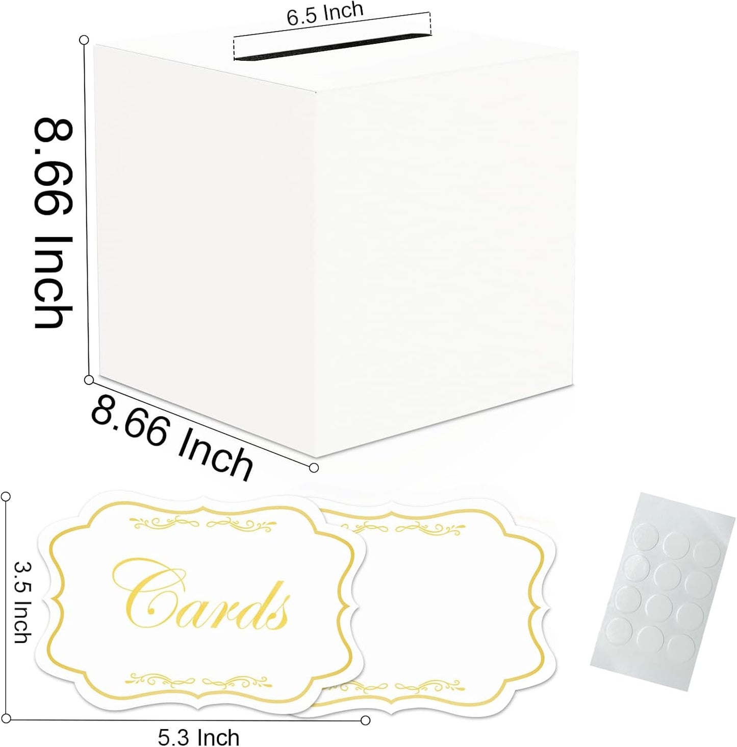 White Cards Box for Birthday, Wedding, Bridal or Baby Shower, Graduation, Anniversaries, Engagement Party Decorations Supplies Money and Cards Receiving Box