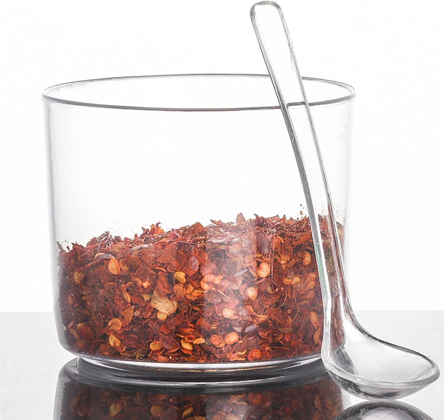 Set of 4 Clear Acrylic Sugar Bowl with Lid Salt Spoon Storage Sugar Jar with Lid for Sugar, Salt, Tea, Spices, Herbs, Condiments