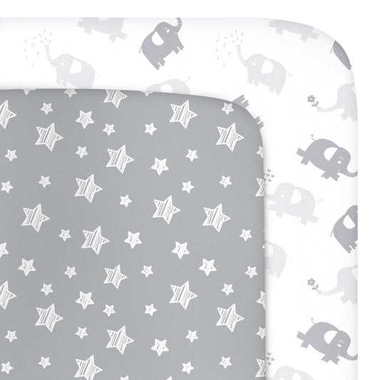 Mini Crib Sheets (38" X 24"), Fitted Portable/Mini-Crib Sheet for Boys and Girls, Compatible with Dream on Me, Delta Porta Crib and Arms Reach Ideal Cosleeper