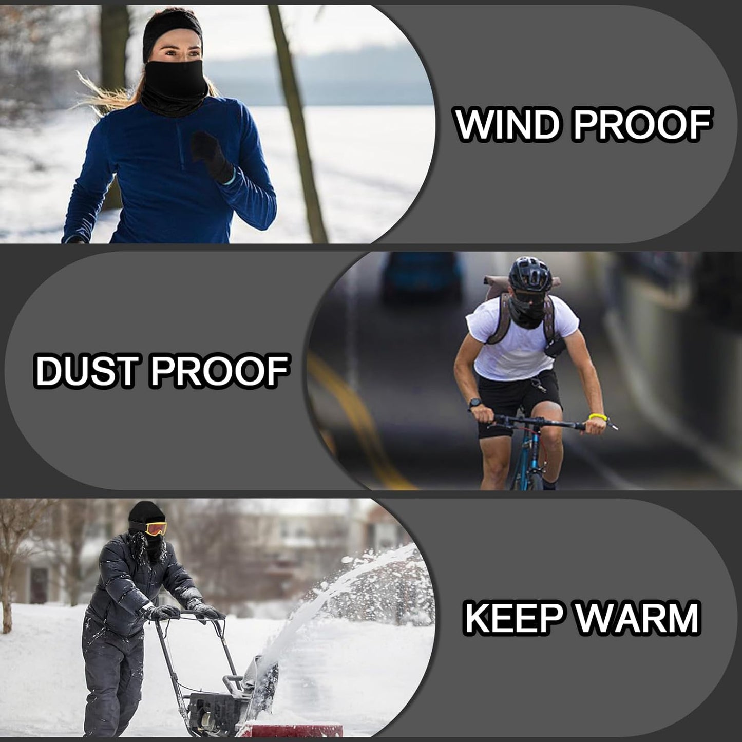 2 Pack Winter Thernal Neck Gaiters for Men,Women Warmer,Loose Face Cover Breathable Mask Dust&Wind Proof Scarf for Skiing Fishing Hiking Cycling Outdoor Activity