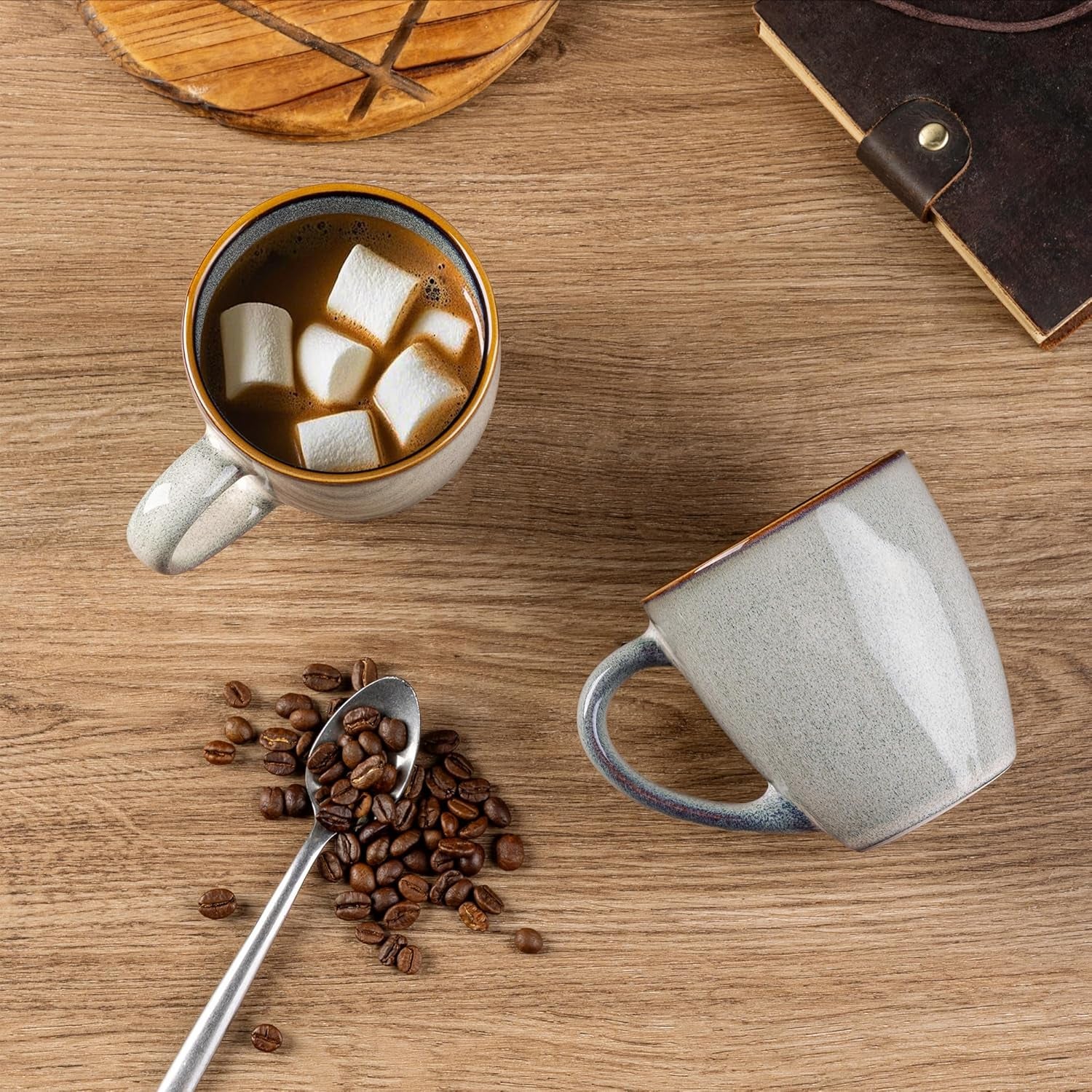 Ceramic Coffee Mug Set of 6, 12 Oz Stoneware Cups for Versatile Beverages, Lightweight and Dishwasher/Microwave Safe