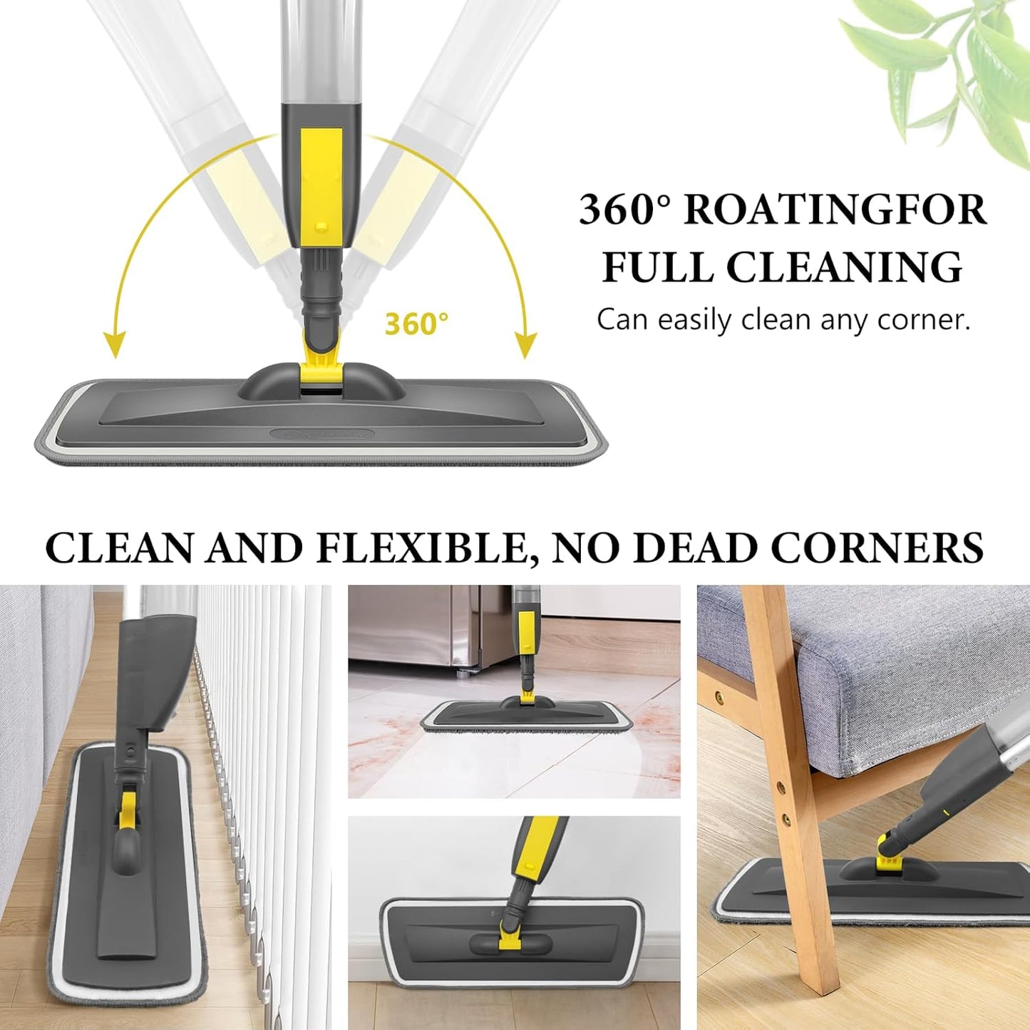 Spray Mop for Floor Cleaning, Dust Mop with 3 Pcs Washable Pads and 400 Ml Refillable Bottle for Household or Commercial Use Wet Mop for Hardwood Laminate Tile Ceramic