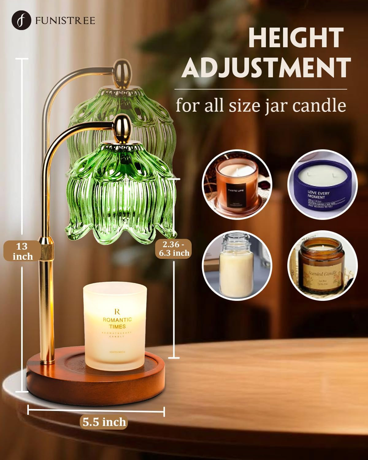 Candle Warmer Lamp with Timer Dimmable, Adjustable Height, Birthday Gifts for Women Mom, House Warming Gifts New Home Room Decor, Wax Warmer Lamp for Jar Candles with 2 Bulbs