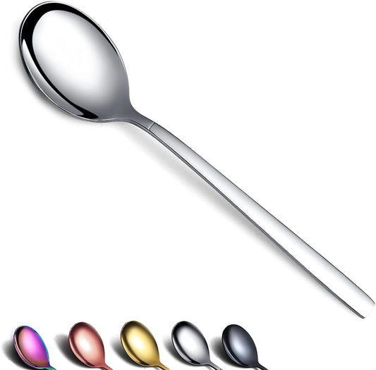 Stainless Steel Dinnerware Set of 6 - Modern Soup Spoons, Dishwasher Safe