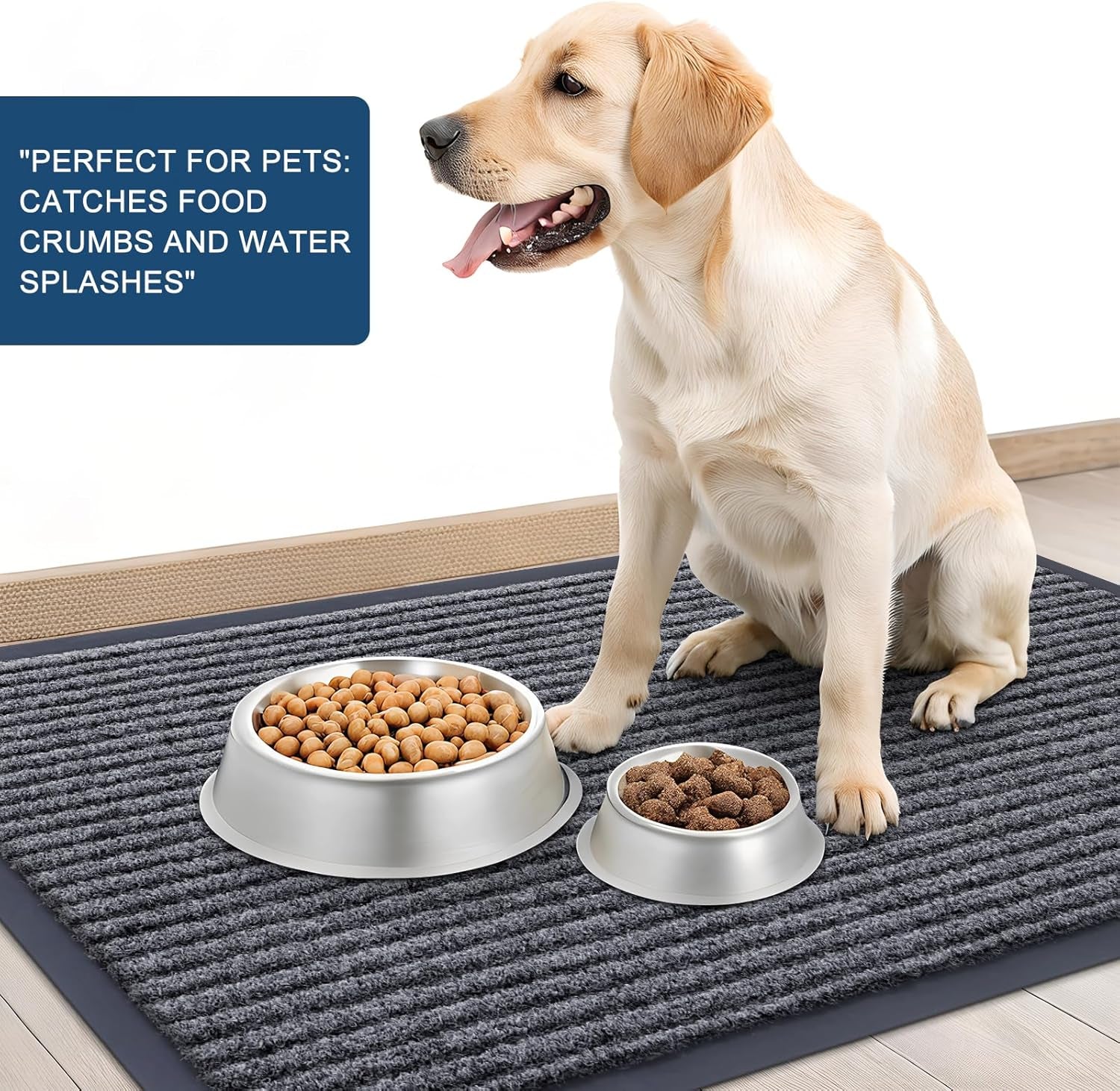 Front Door Mat Indoor Outdoor Entrance, Waterproof Heavy Duty Doormat, Fade Resistant, Low Profile, Easy Clean Patio Porch Welcome Floor Mats for Entry, 29.5X17, Grey