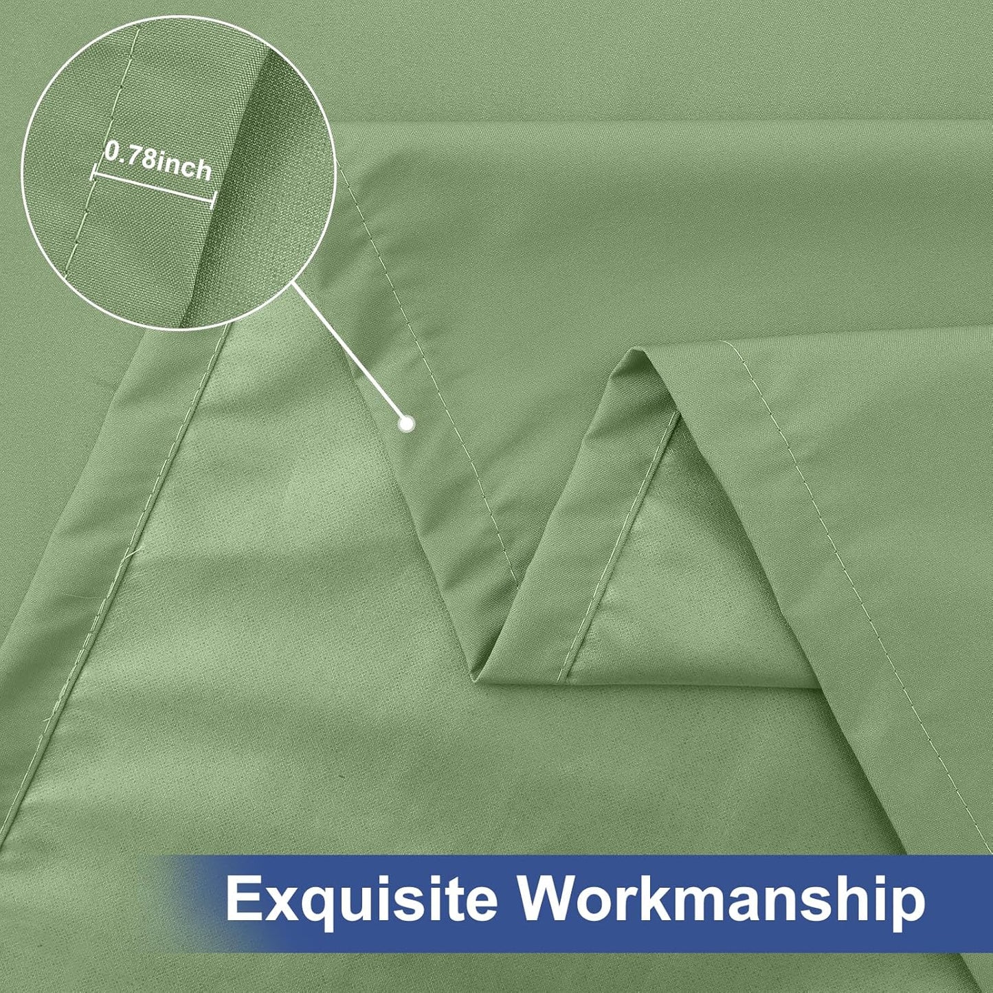 2 Pack 6 Foot Rectangle Elastic Fitted Tablecloth, Waterproof Fabric Table Cover, Washable Polyester Table Cloth for Picnic, Camping, Outdoor (Sage Green, 30" X 72")