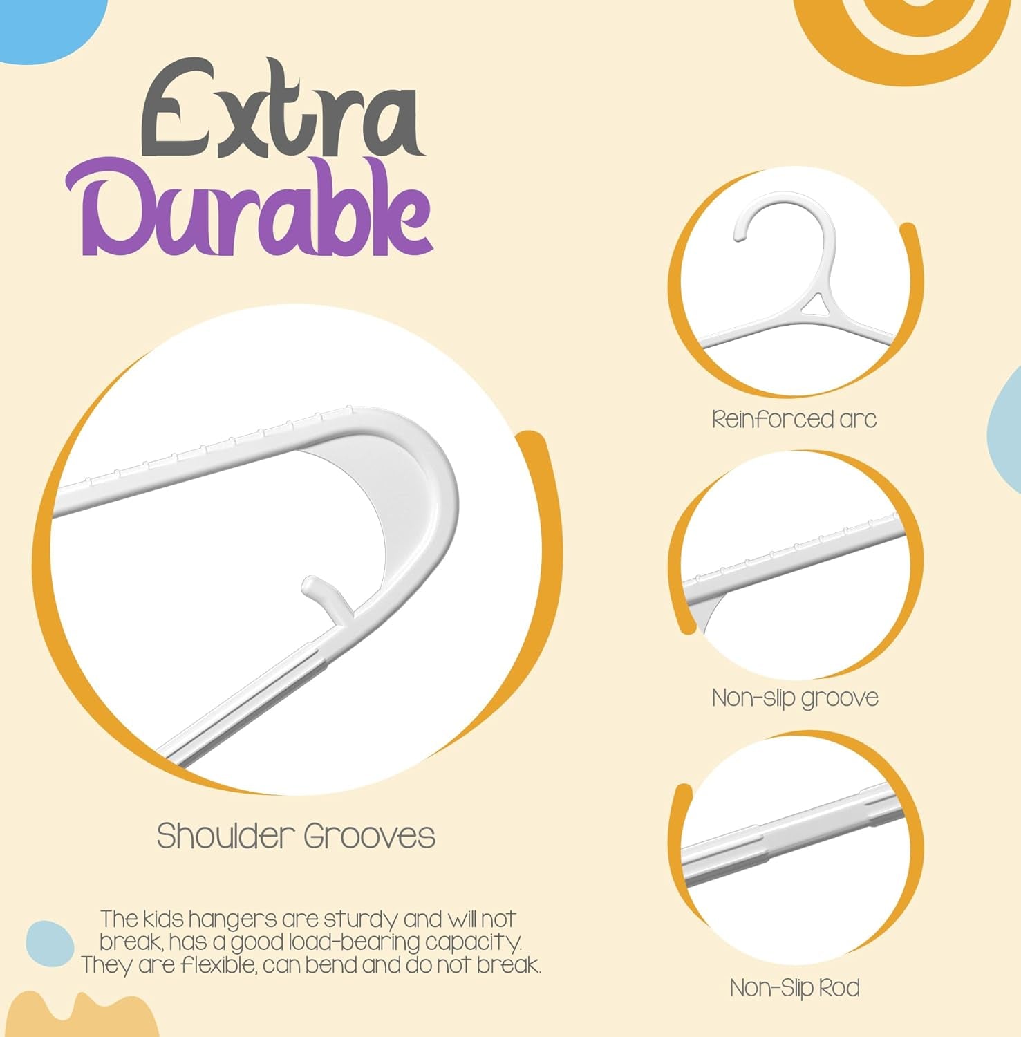 Kids Hangers - 11 Inch Plastic Baby Hangers for Closet - Infant or Childrens Hangers for Clothes 60 Pack (White)