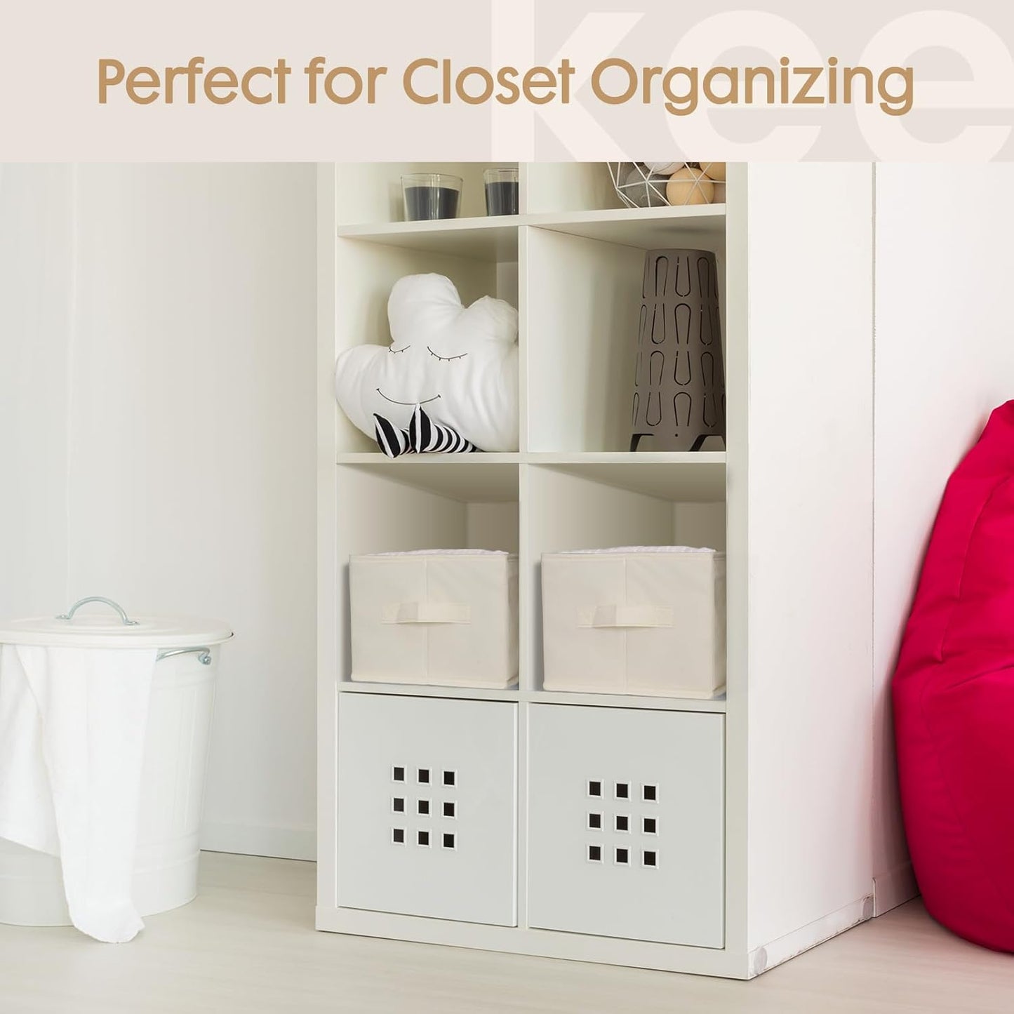 6 Pack Large Clothes Organizer, Wardrobe Closet Organizer and Storage with Handles, Foldable Fabric Closet Organizers Dividers for Clothing, Pants, Jeans, Sweater, T-Shirts, Beige