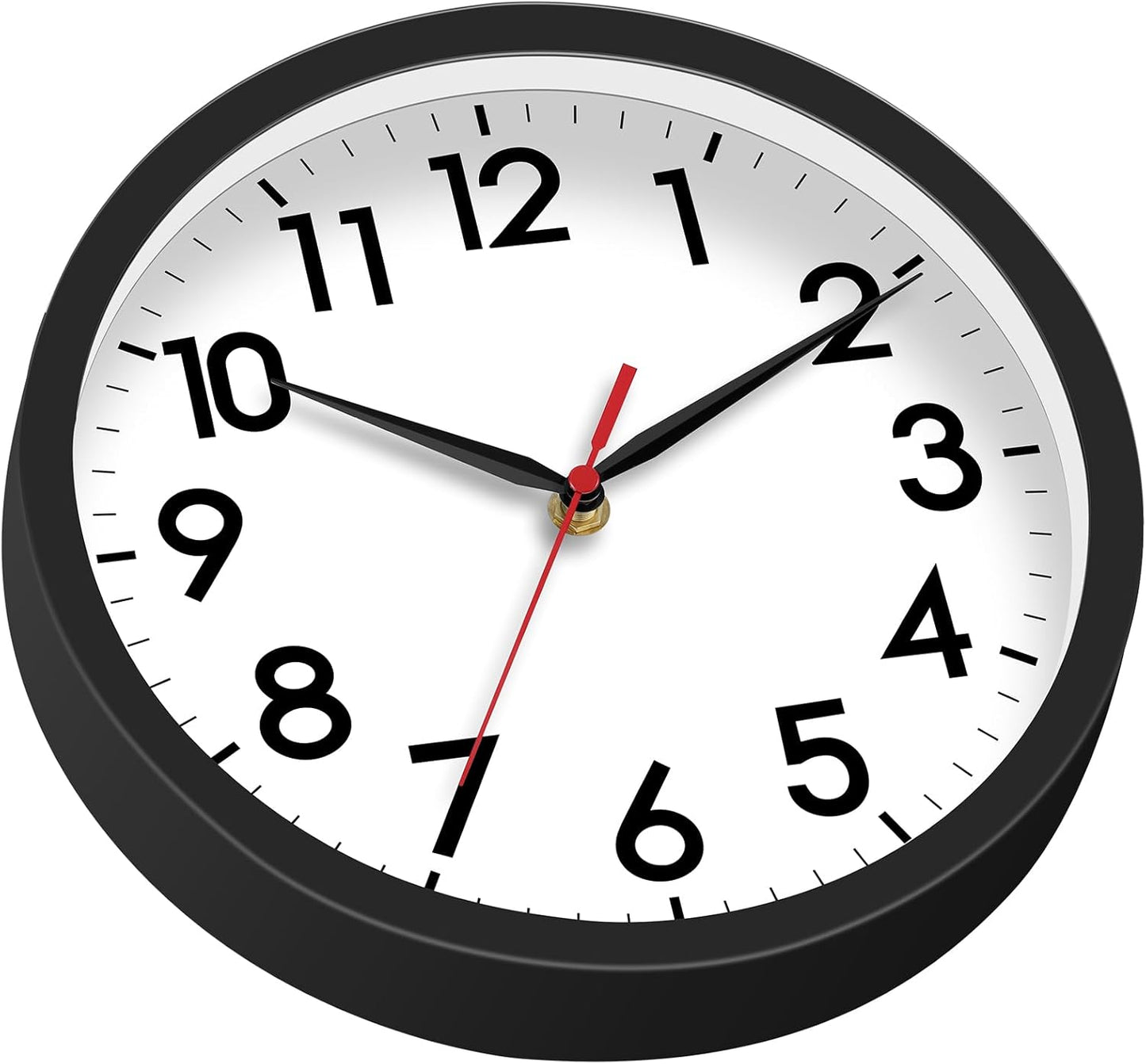Wall Clock, Modern Small Wall Clocks Battery Operated 8 Inch, Silent Non-Ticking Analog Classic for Office, Home, Bathroom, Kitchen, Bedroom, School(Black)