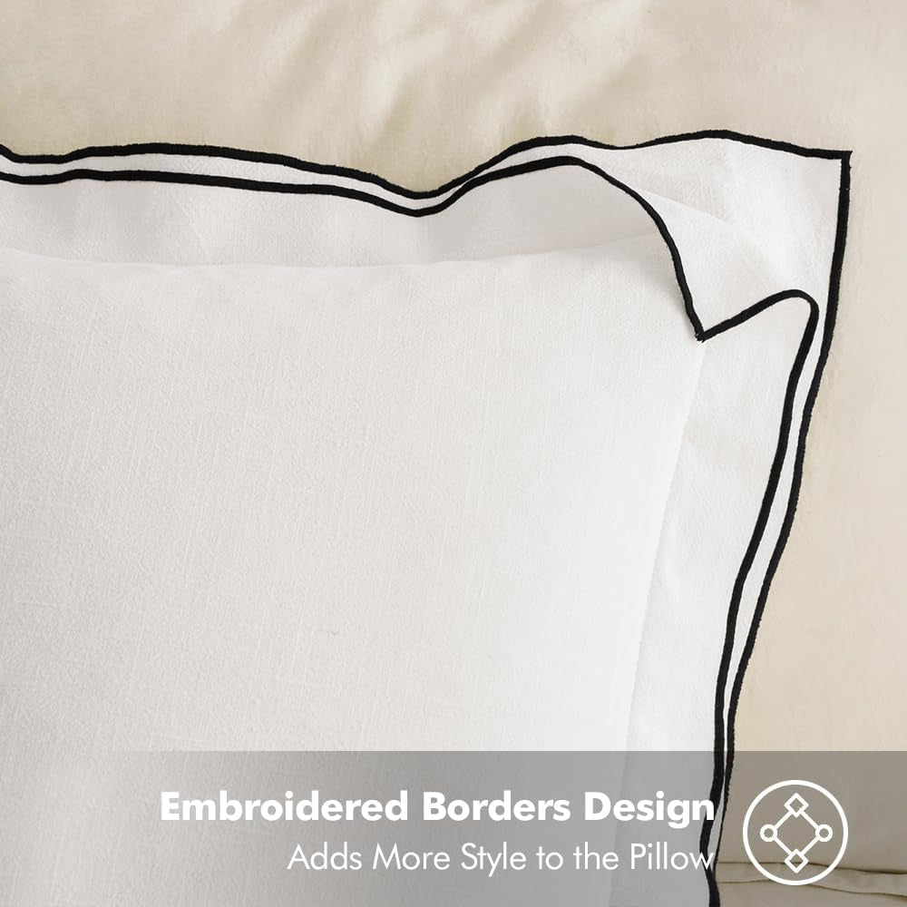 Linen Throw Pillow Covers, 2 Piece 18X18 Inch Cream White, Boho Euro Pillowcases for Bed to Infuse Elegance, Ideal for Sofa Couch Cushion in Home Decor Upgrade