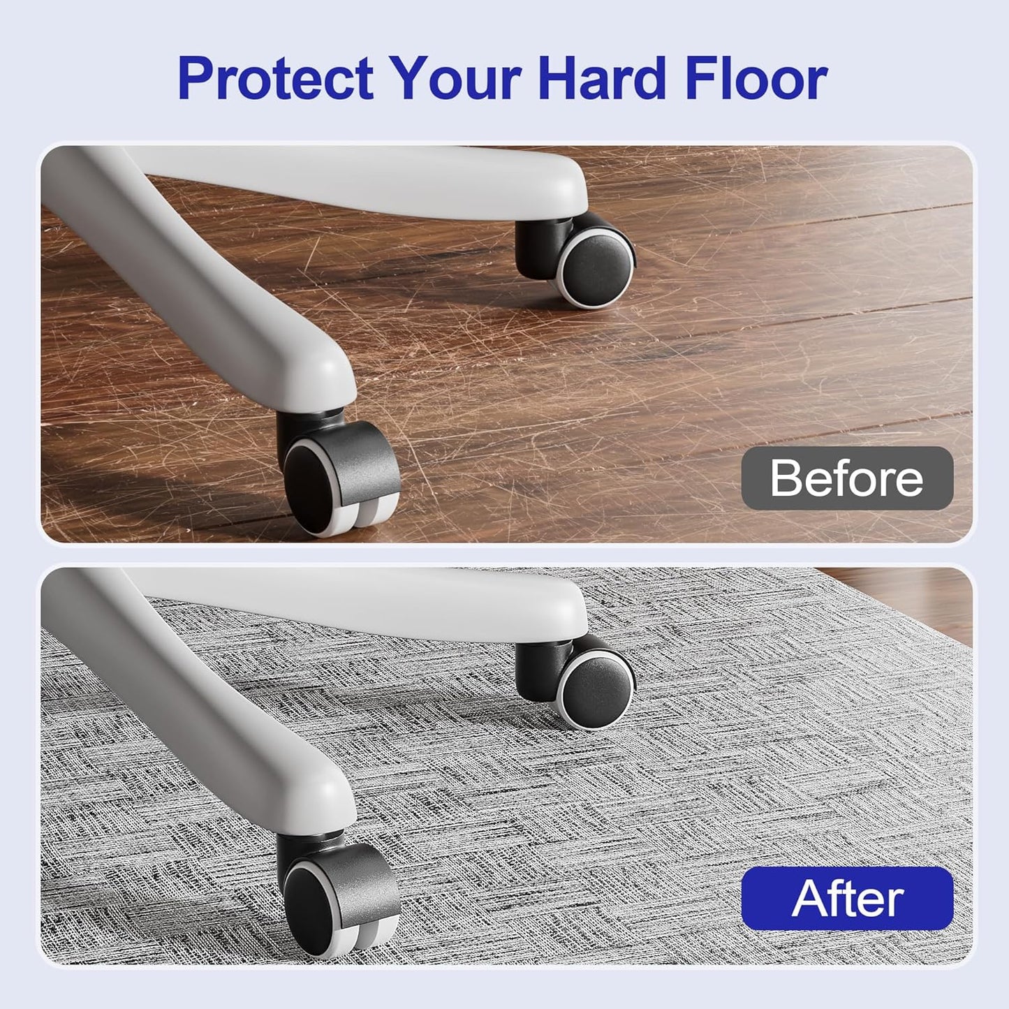 Office Chair Mat for Hardwood Floor, 30"×48" Non-Slip PVC Woven Computer Desk Chair Mat, Heavy Duty Hard Floor Protector for Rolling Chairs, Light Gray, Not for Carpet