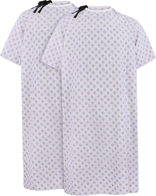 Unisex Hospital Gowns, Patient Gowns with Back Tie for Men and Women, Comfortably Fits Sizes up to 2XL