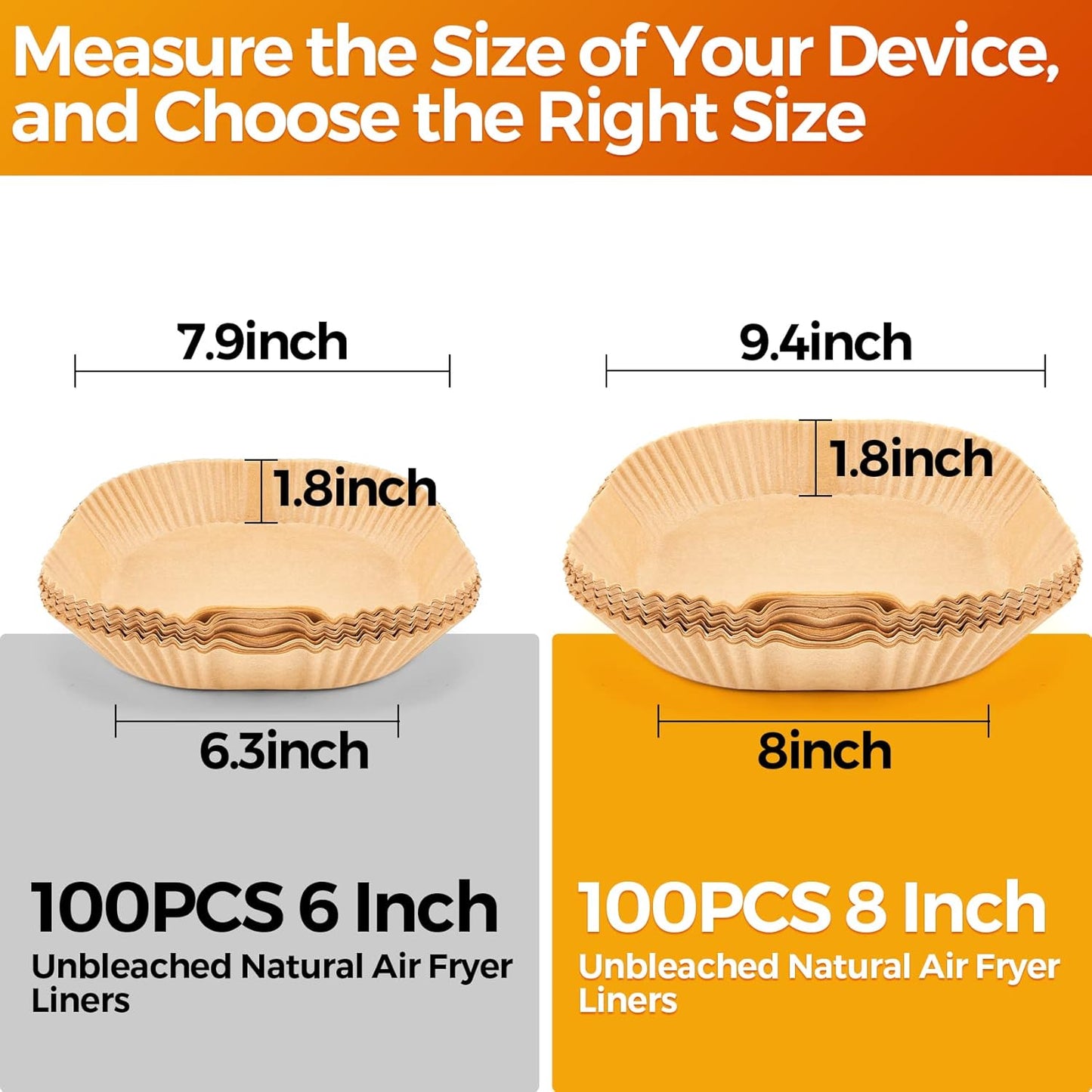 Air Fryer Paper Liners: 100Pcs Parchment Paper, 8" Air Fryer Liner Disposable for Microwave, Non-Stick Square Air Fryer Basket Liner