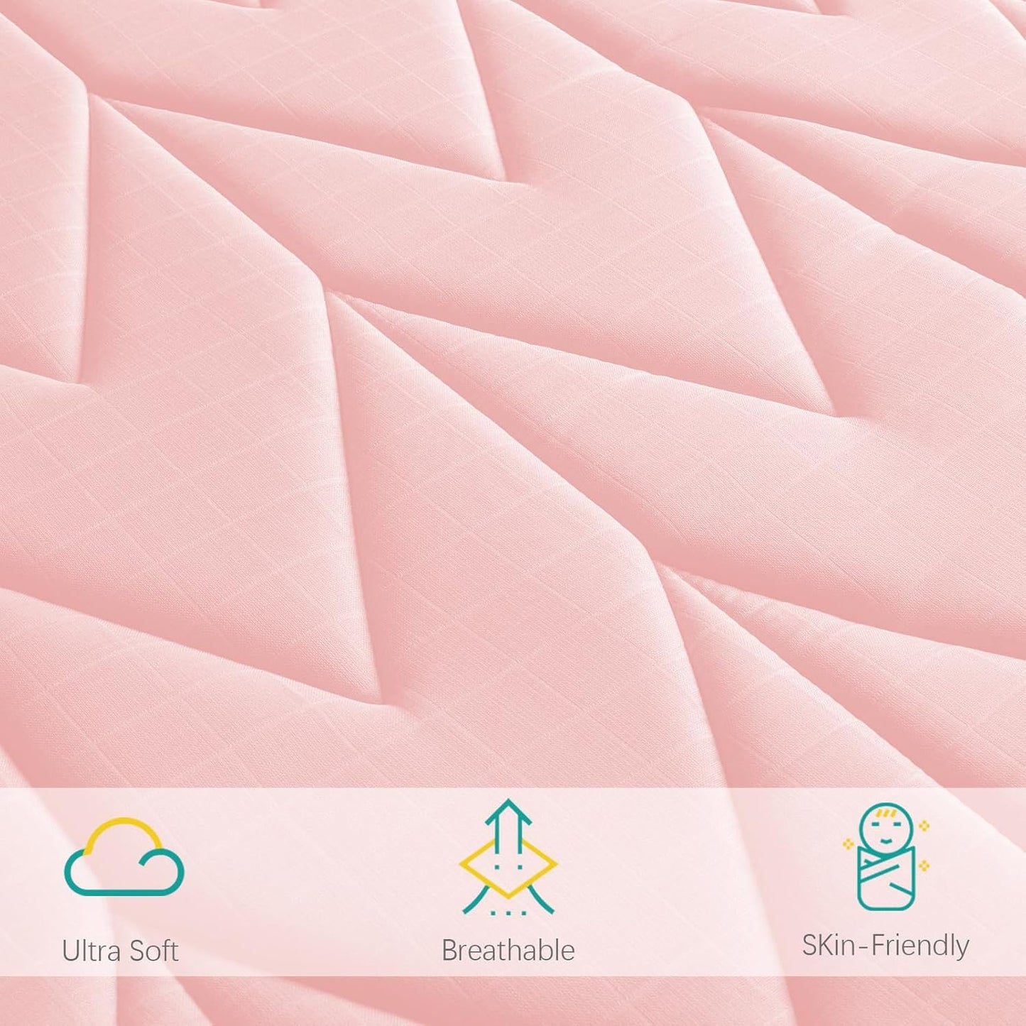 Foam Play Mat 50×50 for Baby Girls, Muslin Kids Play Mat Fits for Dripex & Suposeu Playpen, One-Piece Crawling Mat for Baby & Toddler to Play on Floor, Non Slip, Pink