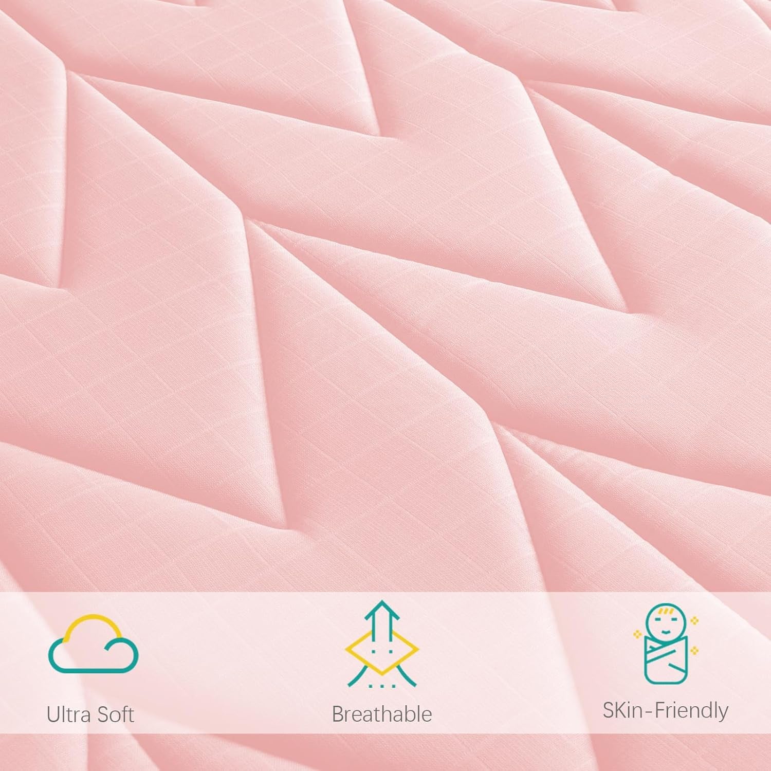 Foam Play Mat 50×50 for Baby Girls, Muslin Kids Play Mat Fits for Dripex & Suposeu Playpen, One-Piece Crawling Mat for Baby & Toddler to Play on Floor, Non Slip, Pink