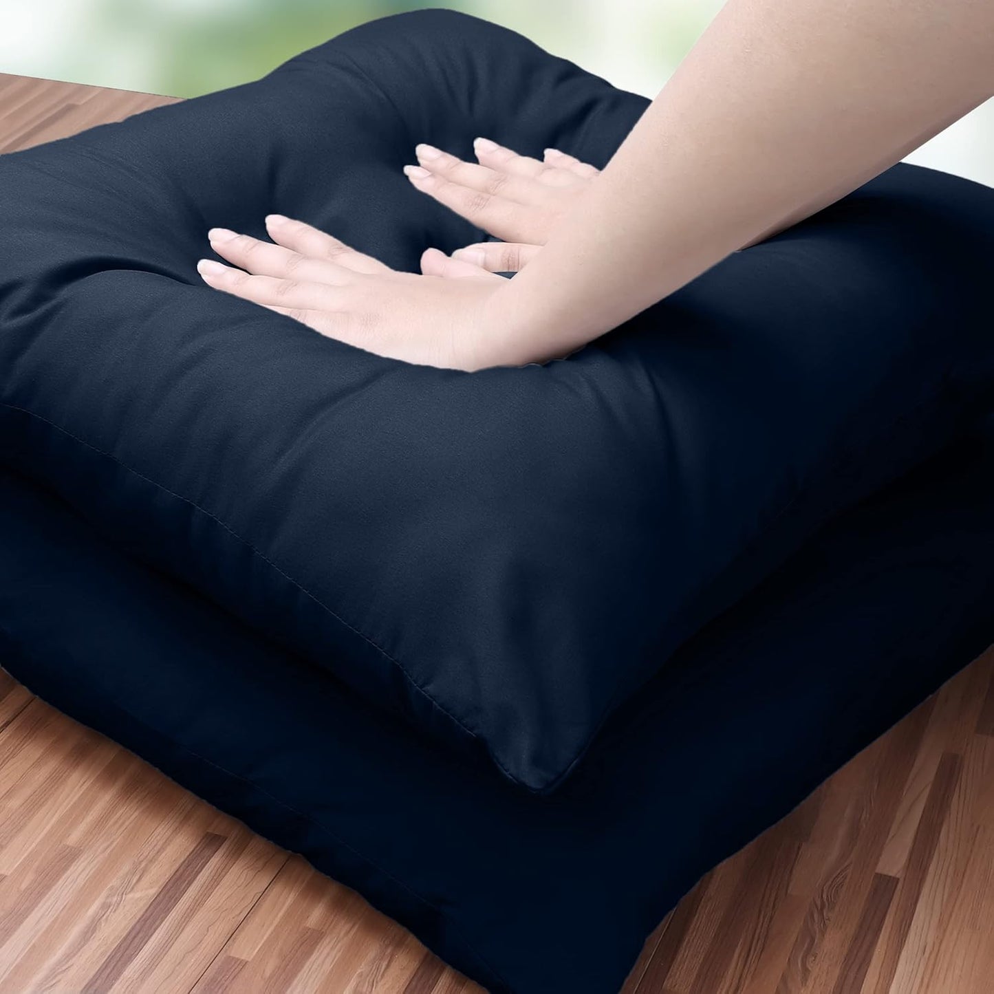 Throw Pillows Insert (Pack of 2, Navy) - 18 X 18 Inches Bed and Couch Pillows - Indoor Decorative Pillow