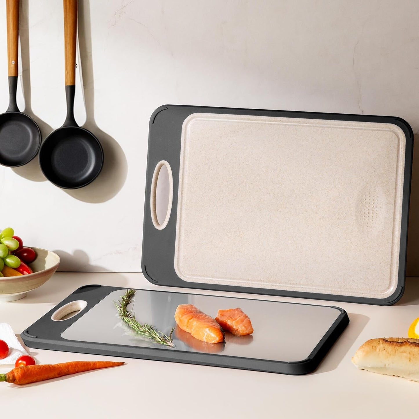 Stainless Steel Cutting Board, Non Toxic Cutting Board for Kitchen Double Sided Food Grade, Chopping Board for Meat/Vegetables, Kitchen Gifts Easy to Clean 2025 New Upgrade Large Size (16"L X 11"W)