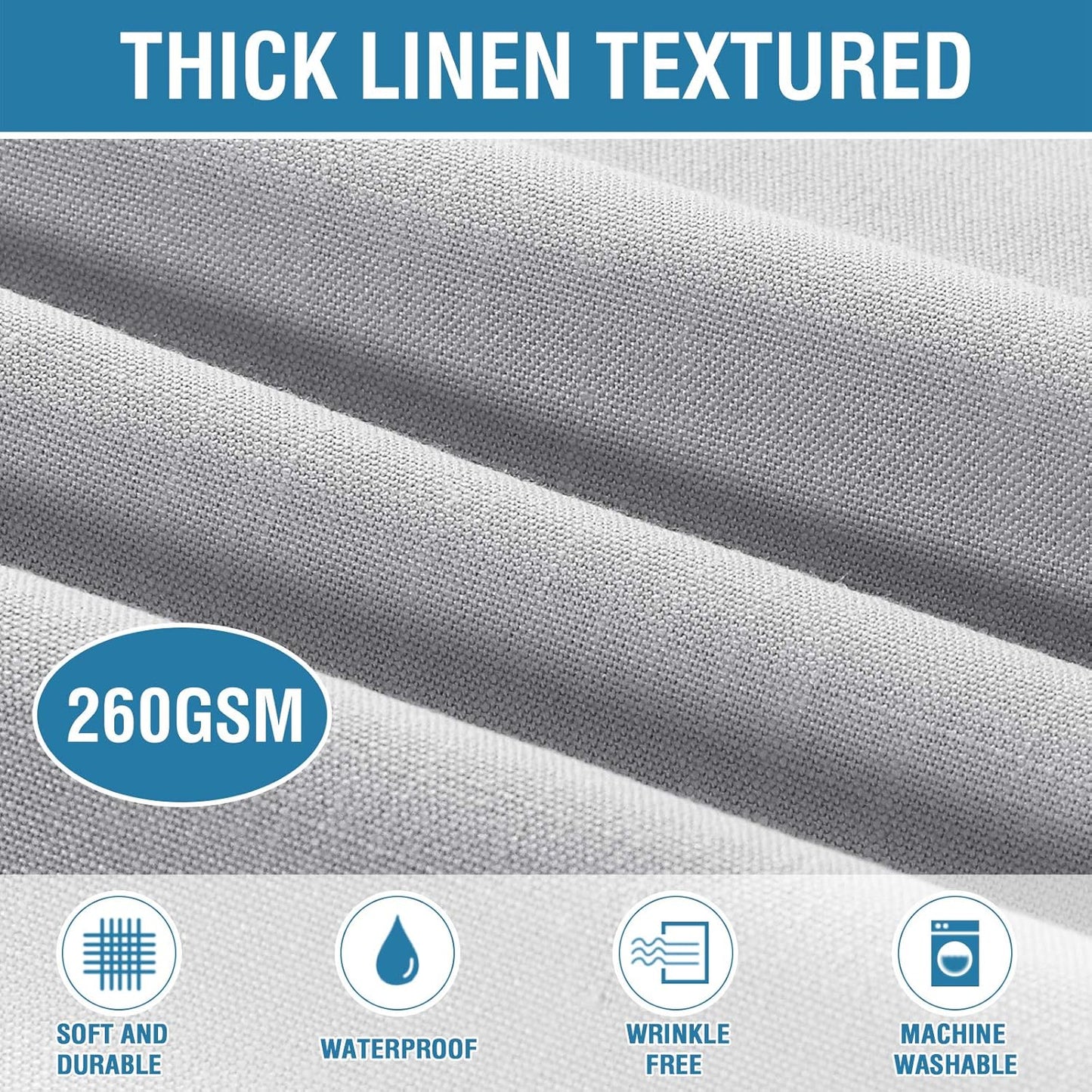 Linen Textured Table Cloths 54 X 54 Inch Premium Solid Tablecloth Spill-Proof Waterproof Table Cover for Dining Buffet Feature Extra Soft and Thick Fabric Wrinkle Free, Grey