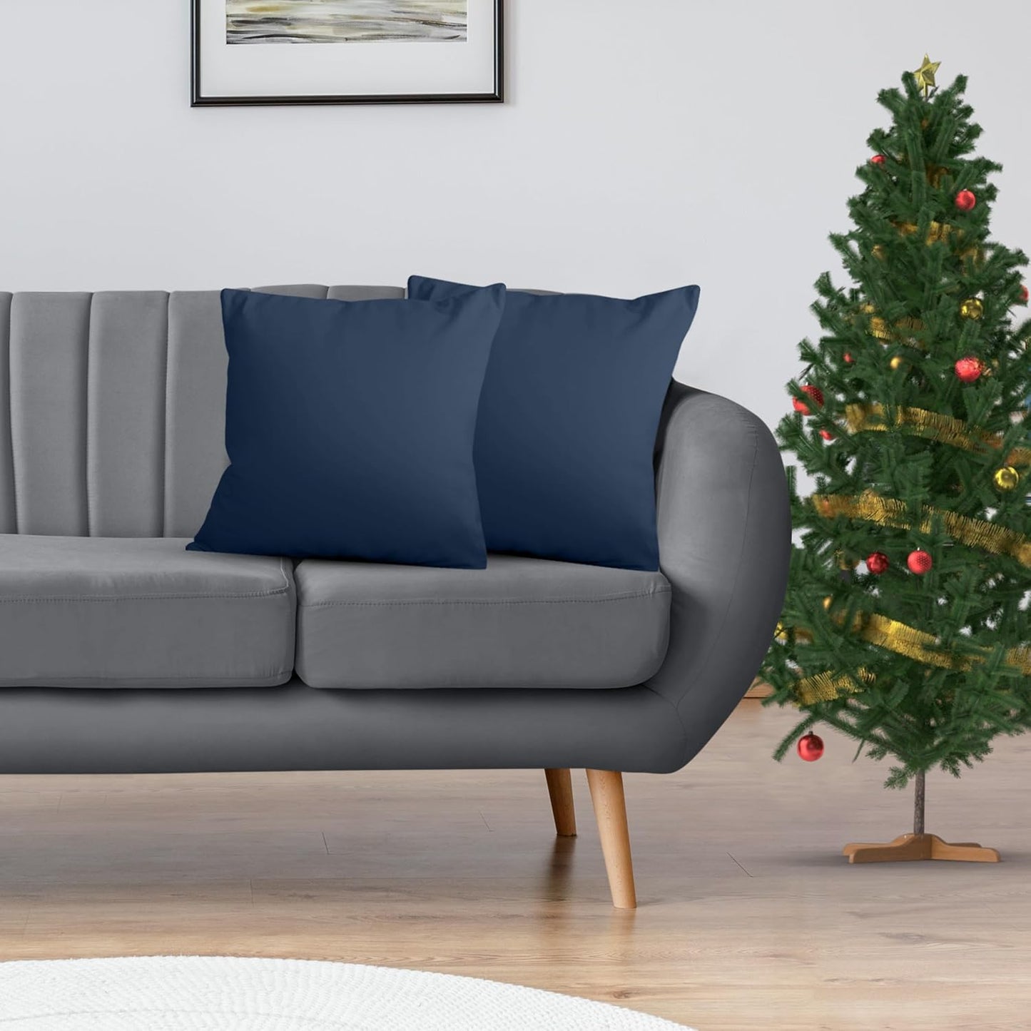 Throw Pillows Insert (Pack of 2, Navy) - 18 X 18 Inches Bed and Couch Pillows - Indoor Decorative Pillow
