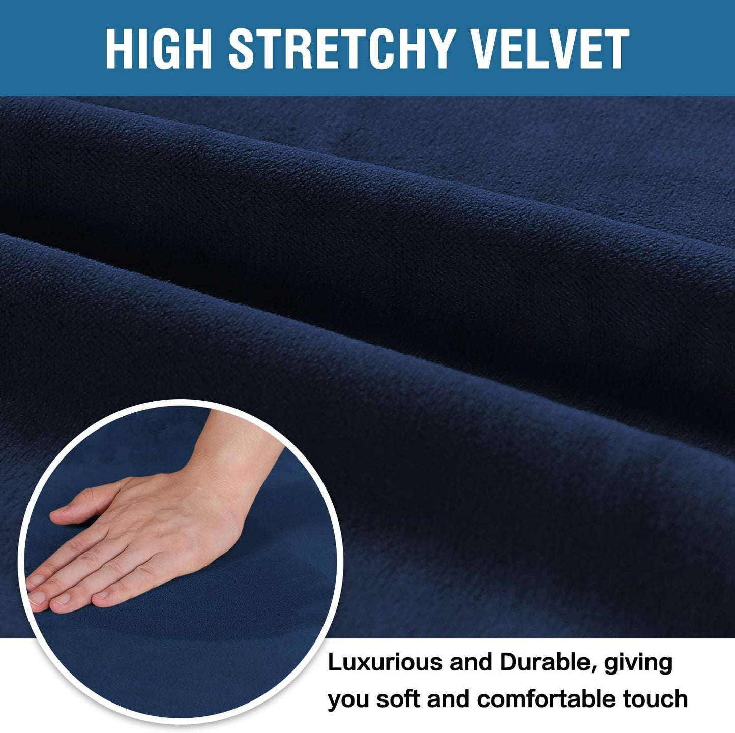 Velvet Dining Chair Covers Stretch Chair Covers for Dining Room Set of 2 Parson Chair Slipcovers Chair Protectors Covers Dining, Soft Thick Solid Velvet Fabric Washable, Navy