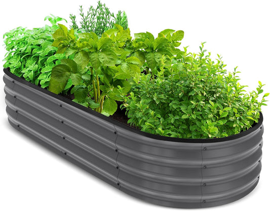 Galvanized Raised Garden Bed, 4 by 2 by 1 Feet Lightweight Planter Boxes Outdoor with Easy Assembly, Large Garden Bed for Vegetables, Fruits, Flowers, Dark Grey