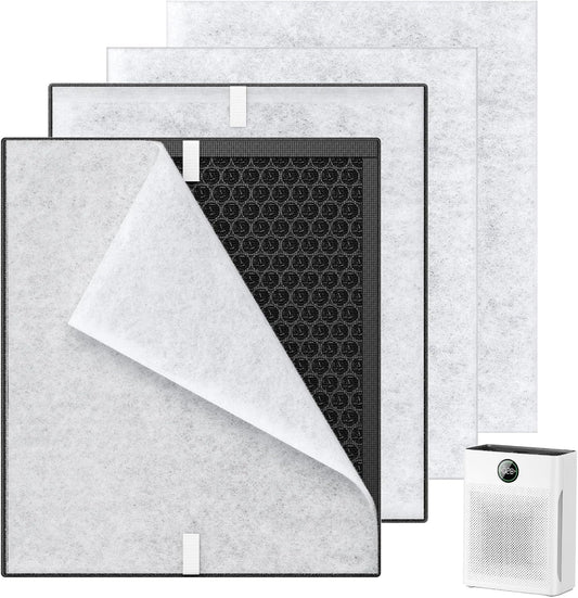 2 Pack PR1 Replacement Filter for Mooka Mode PR1 Air Purifier, H13 True HEPA Filter for Home Large Room up to 2200Sq.Ft, Includes 4Pcs Washable Pre Filter Removes Pollen Dander Smoke Pet Hair Dust