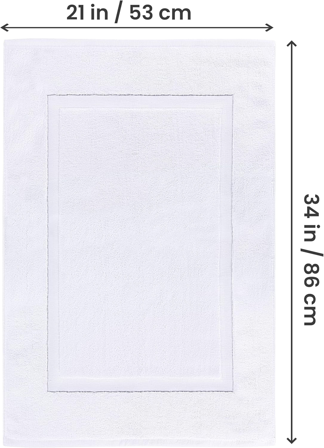 Cotton Banded Rug, Bath Mats, Not a Bathroom Rug, 21 by 34 Inches, 100% Ring Spun Cotton, Highly Absorbent Shower Bathroom Floor Mat, White, 2 Pack