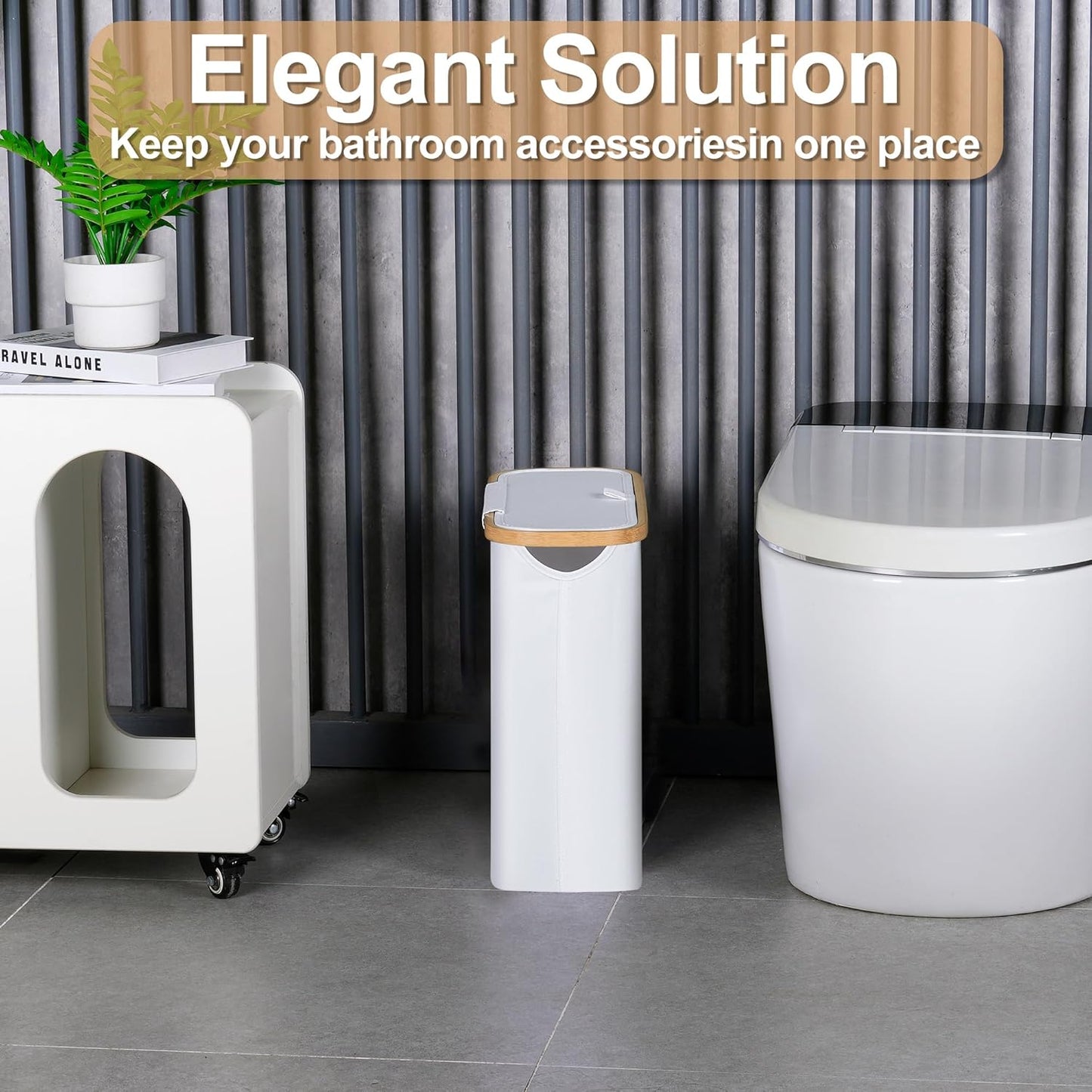 Toilet Paper Basket 28L, Toilet Paper Holder with Lid for Bathroom, Free Standing Storage Organizer Holds up to 9-12 Rolls (White, 1)