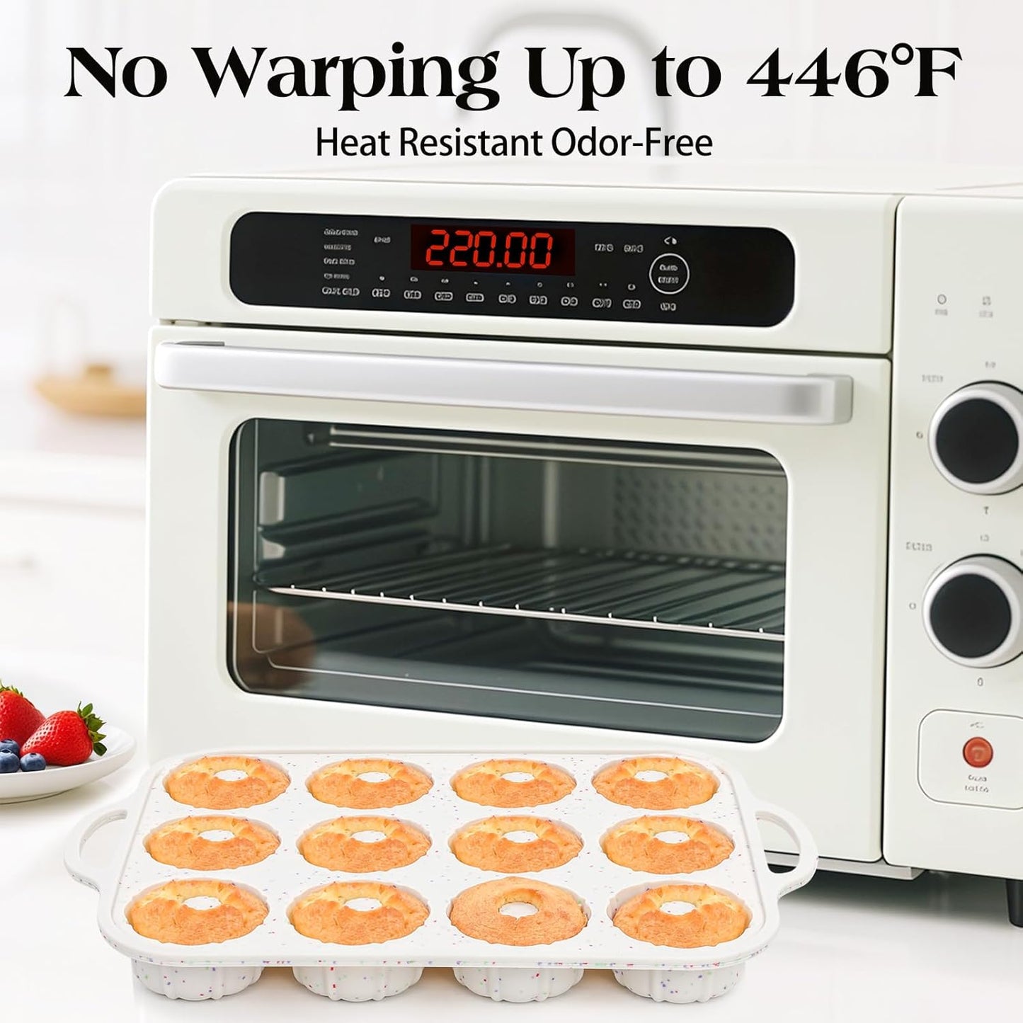 Silicone Mini Fluted Tube Cake Pans with Metal Reinforced Frame, 12-Cavity Mini Flan Molds, Non-Stick Cupcakes Pans for Baking, Donuts, Muffins, Cornbread, Brownies, Jellies