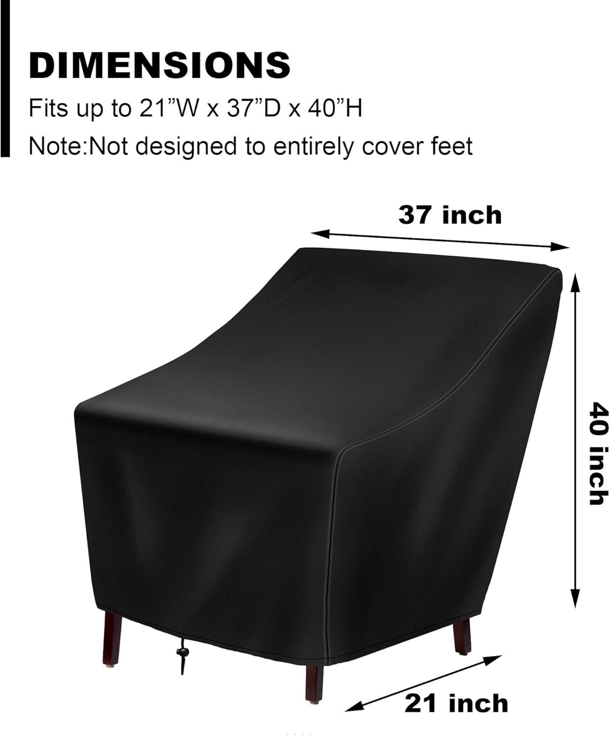 Patio Chair Covers Waterproof Patio Furniture Covers, Outdoor Heavy Duty 420D Deep Seated Patio Lounge Chair Cover for All Weathers Veranda Lawn Backyard Black