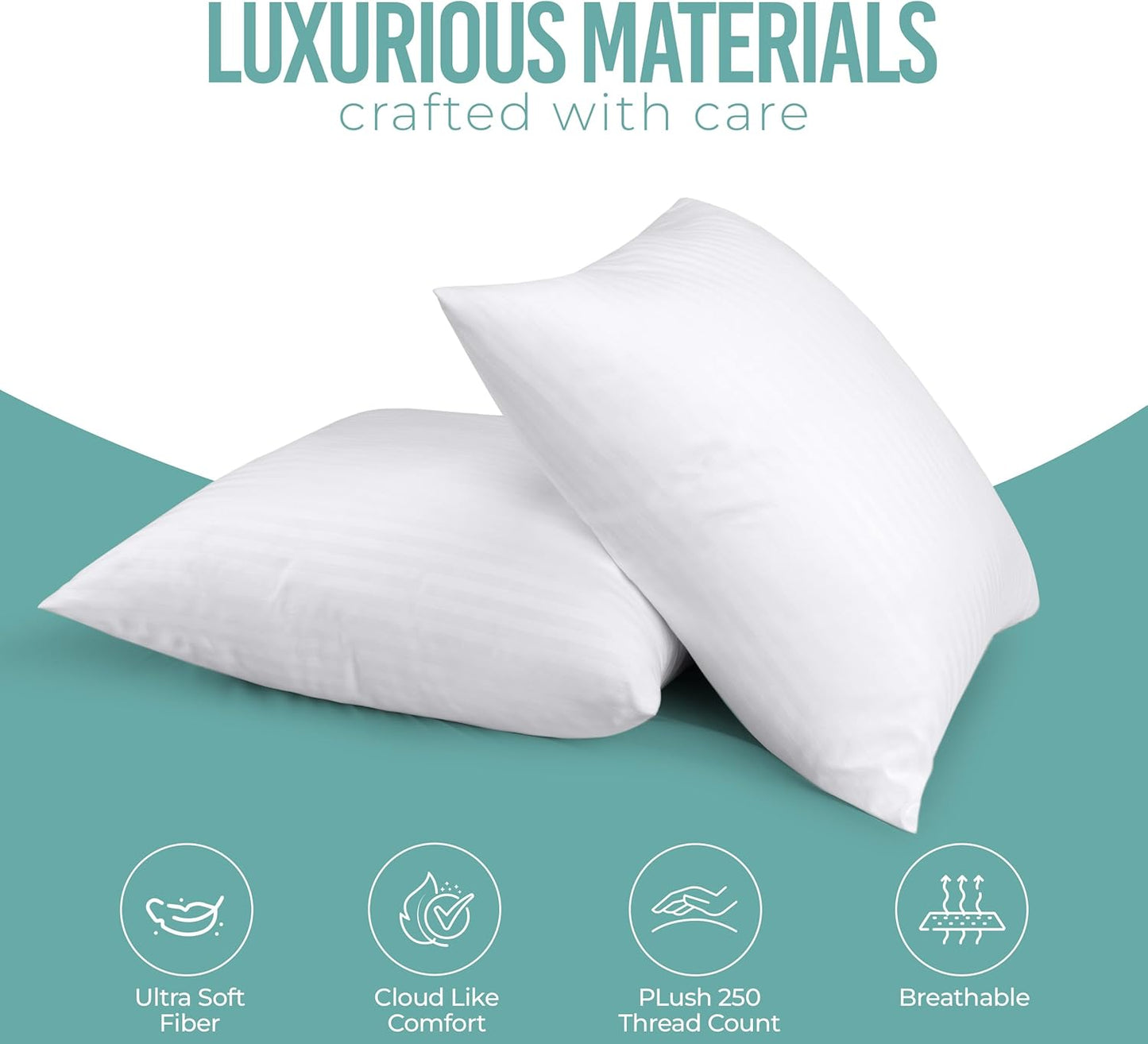 Pillows European Size Set of 2 (White), Hotel Pillows, Cooling Pillow for Side, Back or Stomach Sleepers