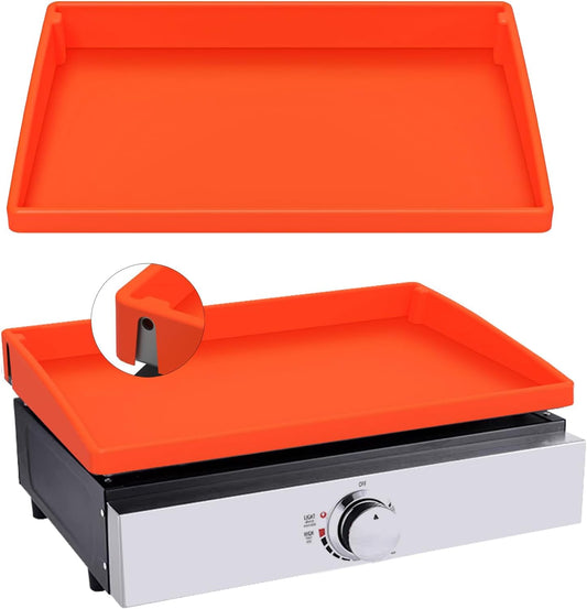 17 Inch Griddle Cover Mat for Blackstone Griddle, Full Wrap-Around Protection Griddle Accessories, Food Grade Silicone Grill Mat, Orange